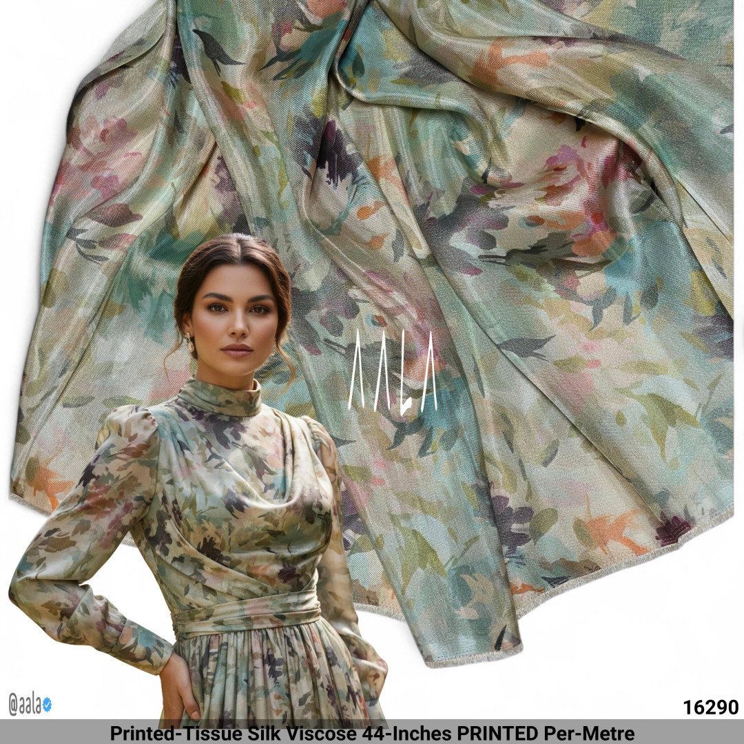 Printed-Tissue Silk Viscose 44-Inches PRINTED Per-Metre