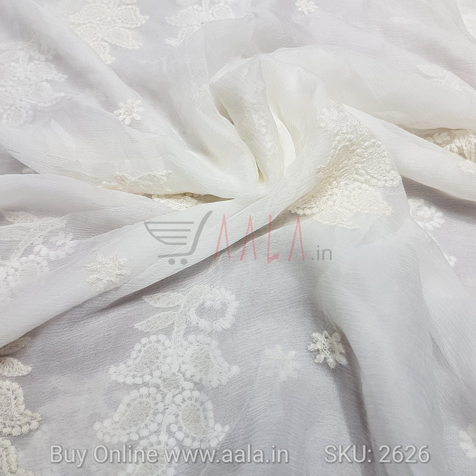 Embroidered Chiffon Viscose 42 Inches Dyeable 2.25 Metres #2626