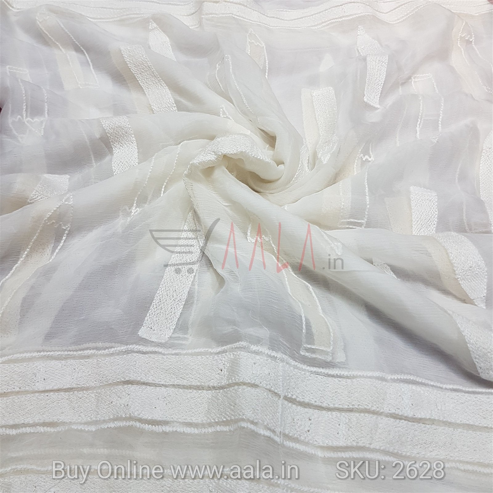 Embroidered Chiffon Viscose 42 Inches Dyeable 2.25 Metres #2628