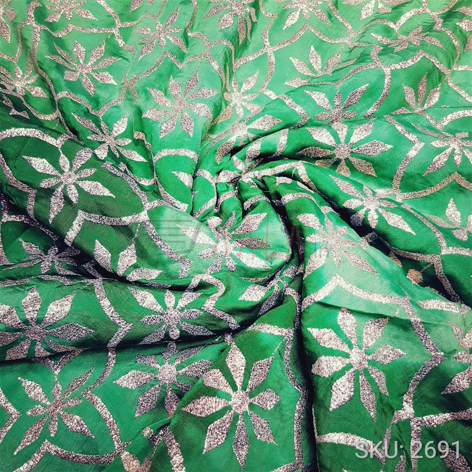 Embroidered Silk Polyester 44 Inches Dyed Per Metre #2691