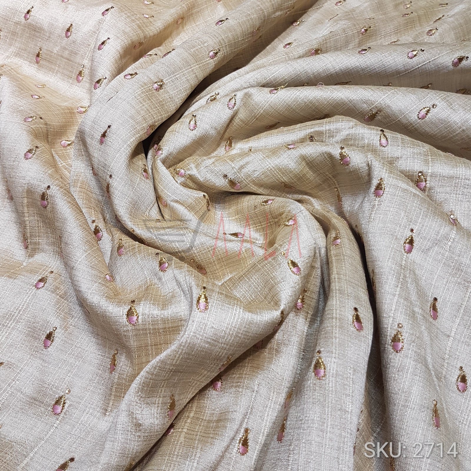 Zari Cotton Silk Poly-ester 44 Inches Dyed Per Metre #2714