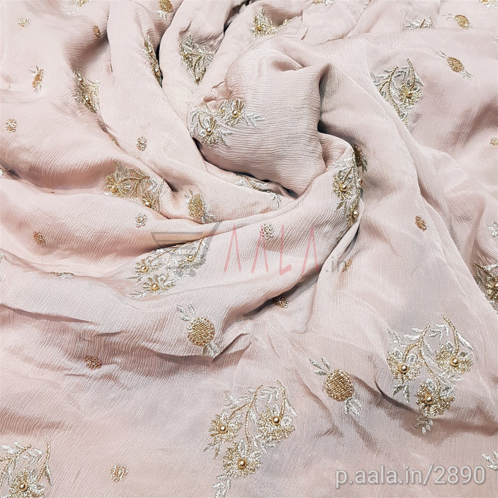 Hand Embroidered Crepe Chiffon Viscose 44 Inches Dyed Per Metre #2890