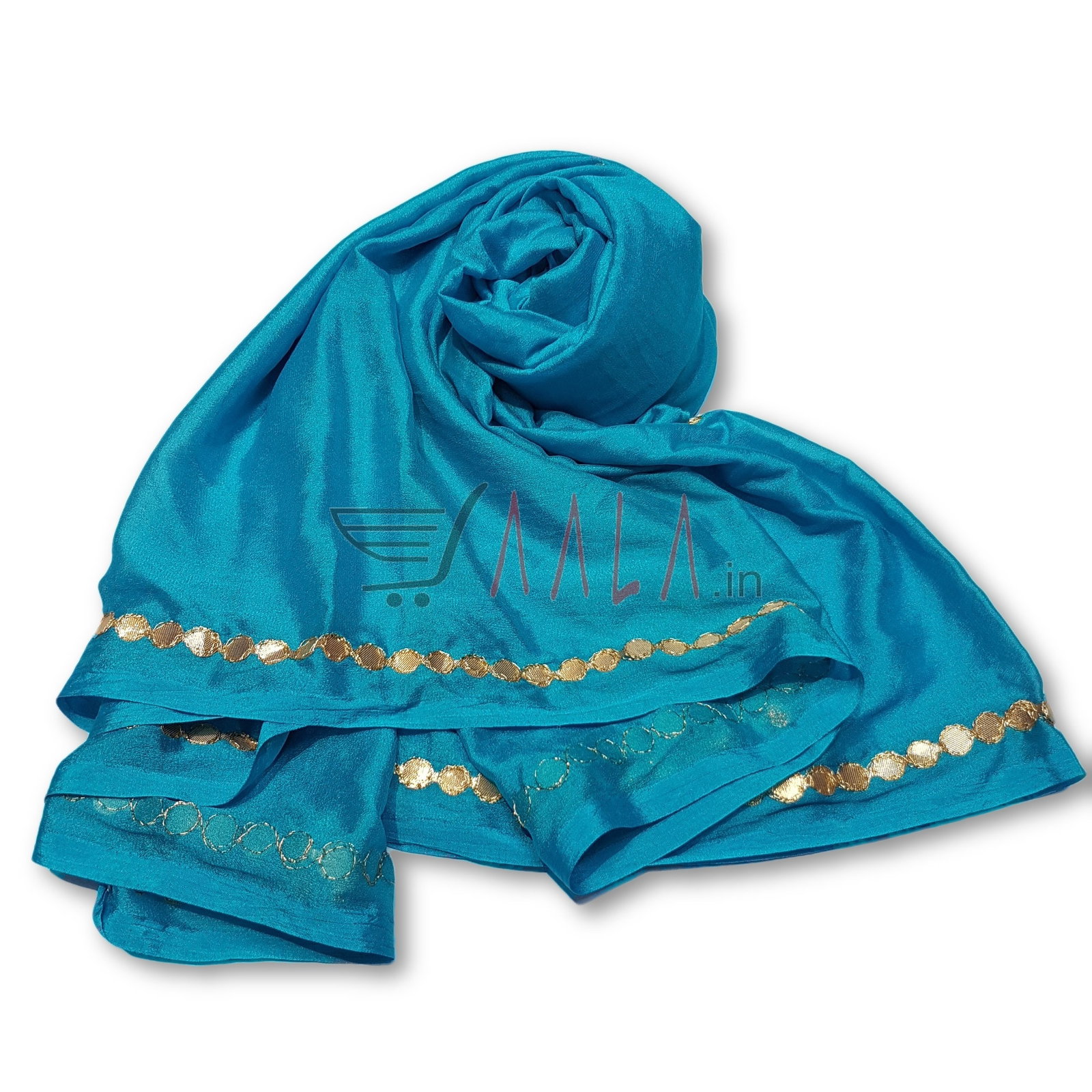 Zari Work Chinon Silk Dupatta 32 Inches Dyed 2.25 Metres 