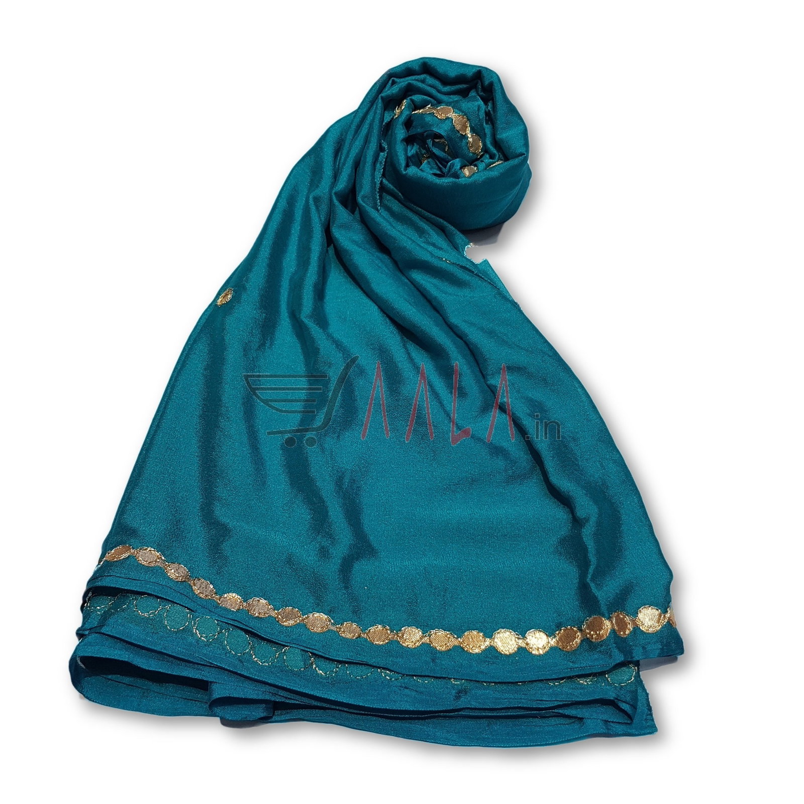 Zari Work Chinon Silk Dupatta 32 Inches Dyed 2.25 Metres 