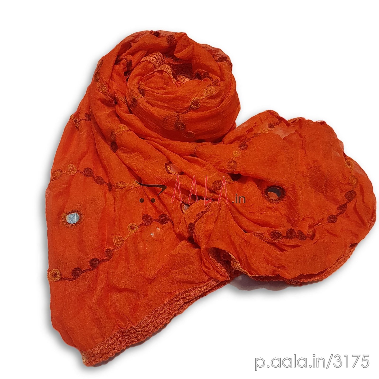 Aari Lace Chiffon Dupatta 32 Inches Dyed 2.25 Metres #3175