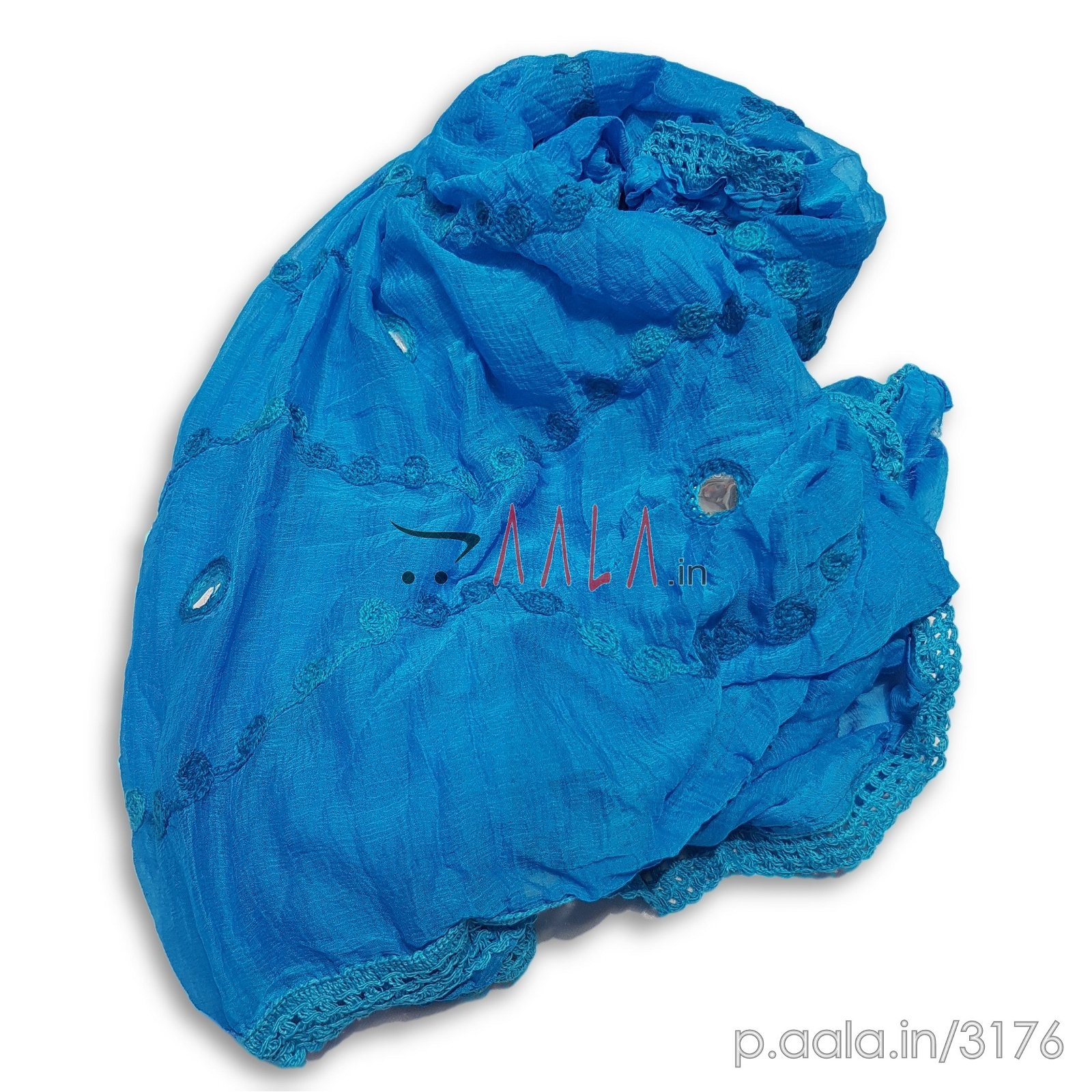 Aari Lace Chiffon Dupatta 32 Inches Dyed 2.25 Metres #3176