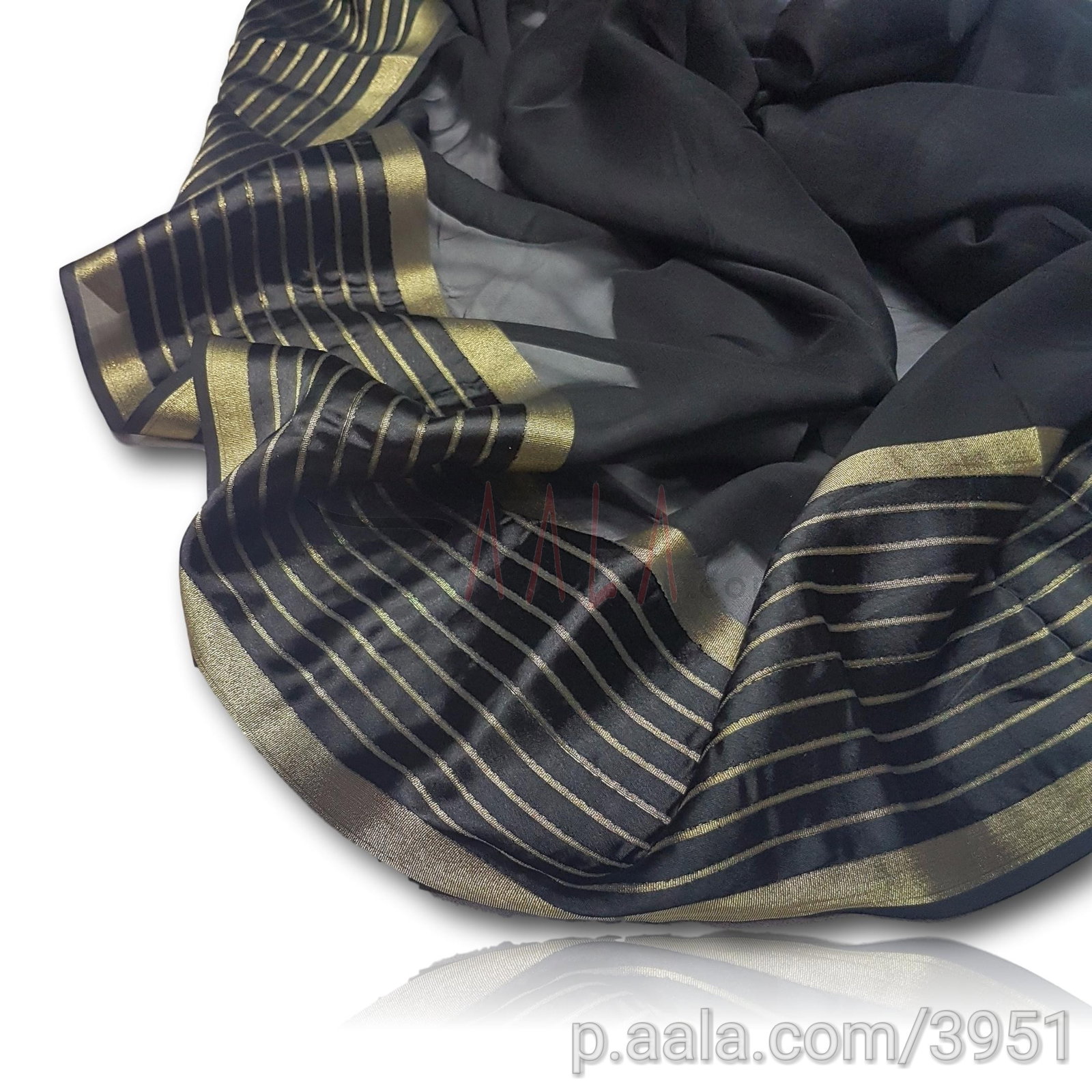 Gold Border Georgette Viscose 44 Inches Dyed Per Metre 