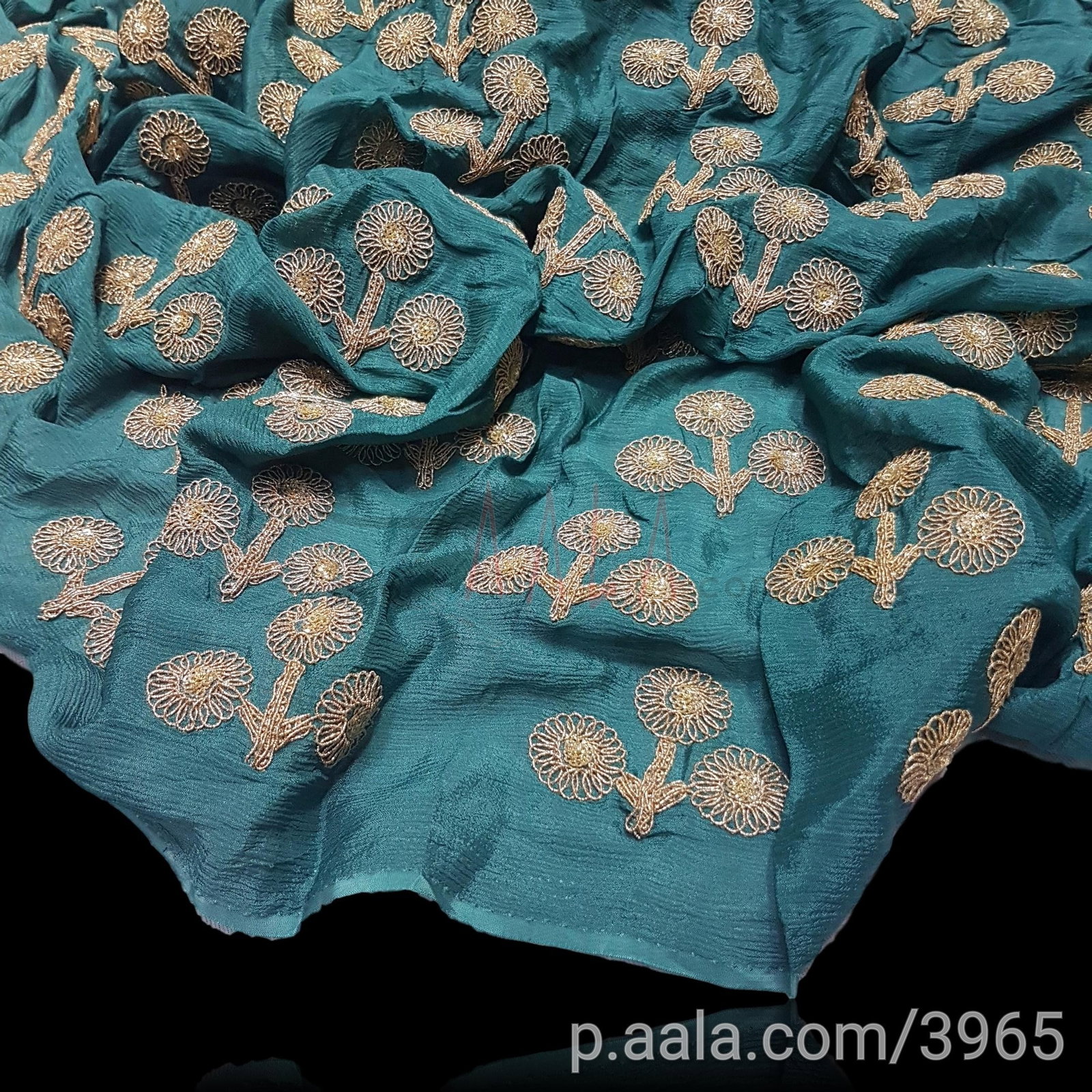 Embroidered Crepe Chiffon Blend 44 Inches Dyed Per Metre 