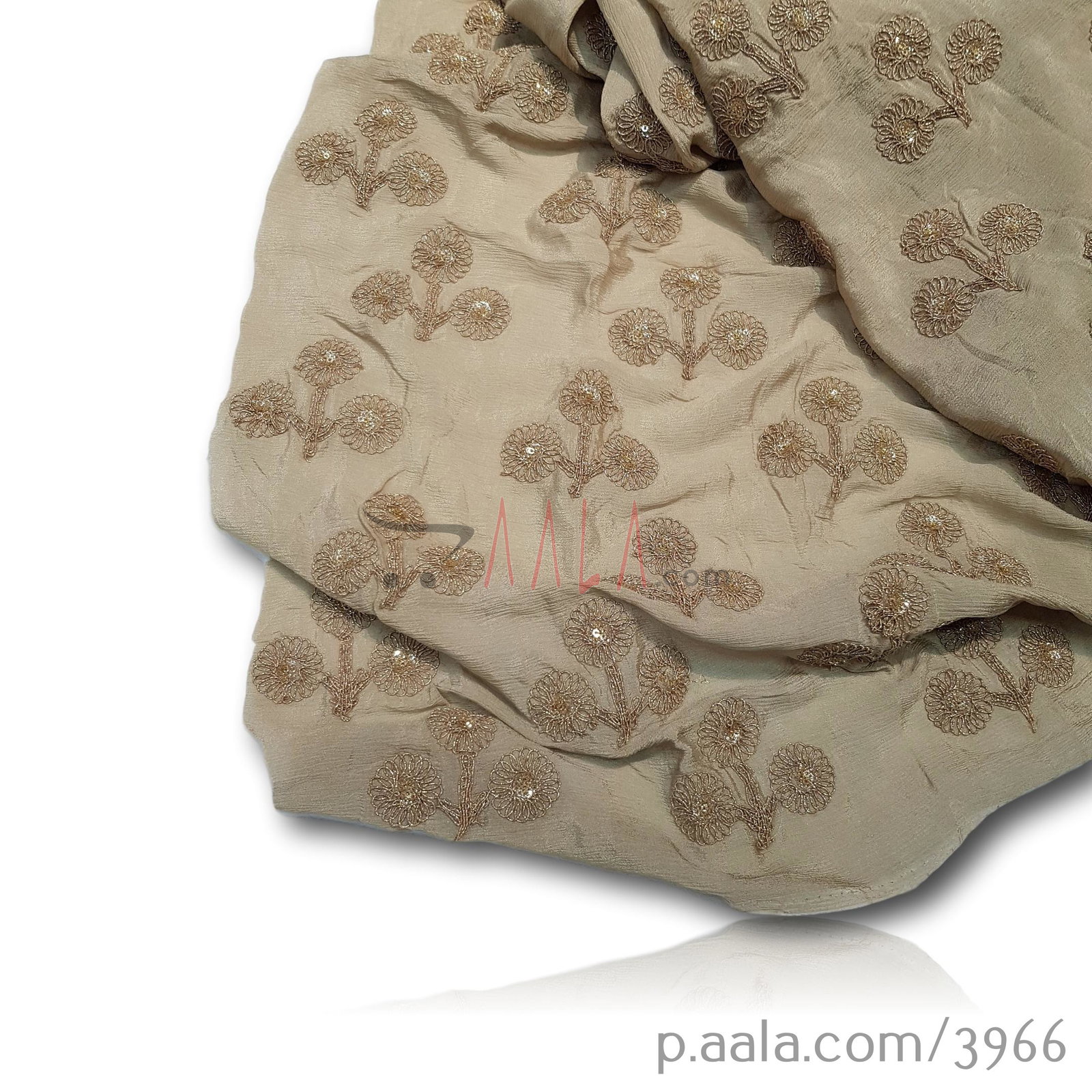 Embroidered Crepe Chiffon Blend 44 Inches Dyed Per Metre 
