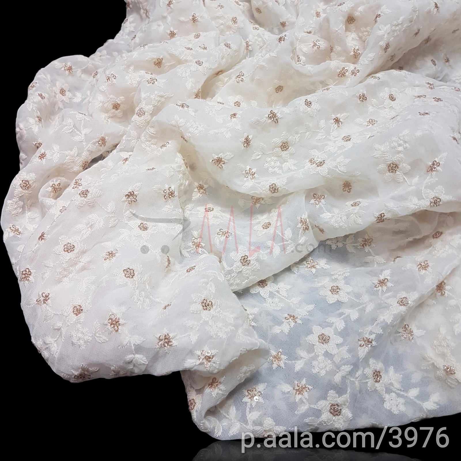 Embroidered Georgette Viscose 44 Inches Dyeable Per Metre 