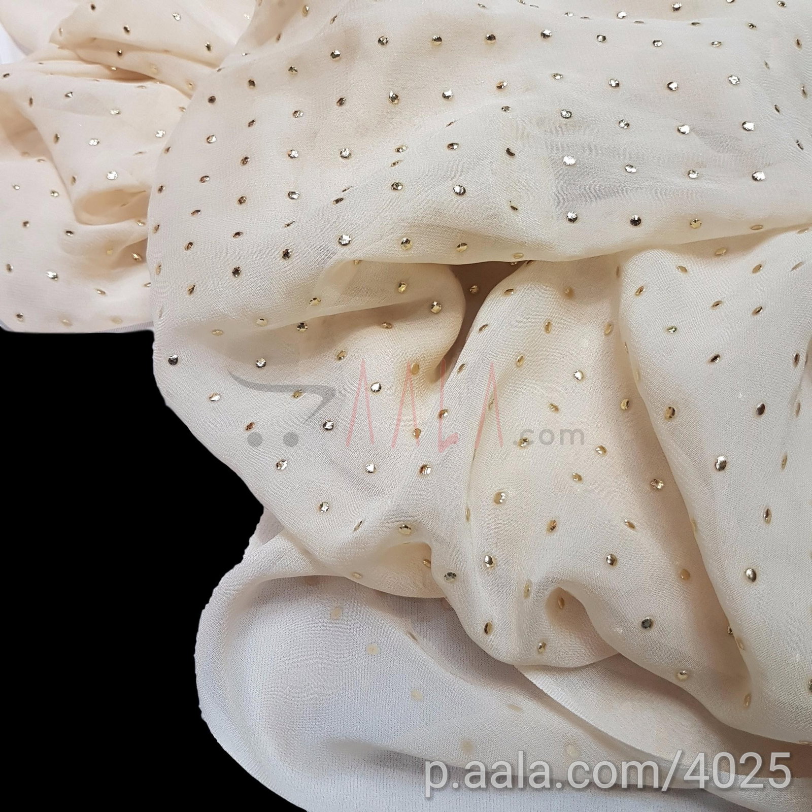 Machine Mukaish Georgette Viscose 44 Inches Dyed Per Metre 