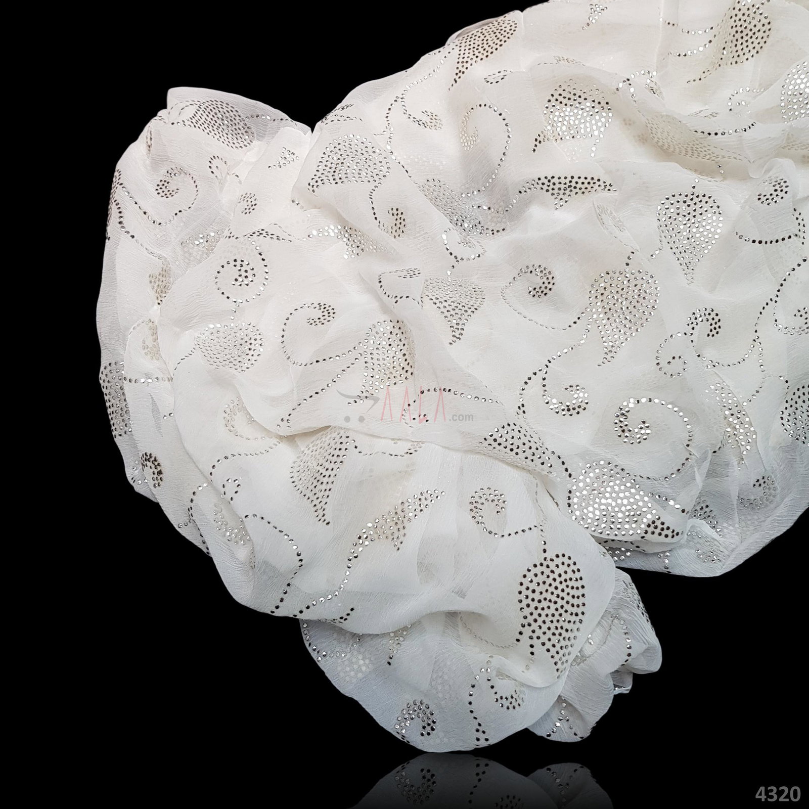 Machine Mukaish Crepe Chiffon Viscose 44 Inches Dyeable Per Metre 
