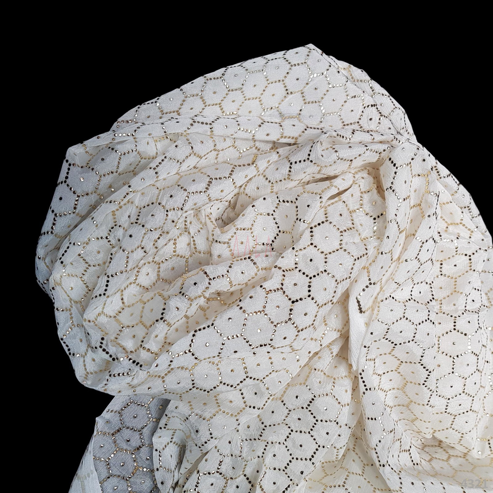 Machine Mukaish Crepe Chiffon Viscose 44 Inches Dyeable Per Metre 