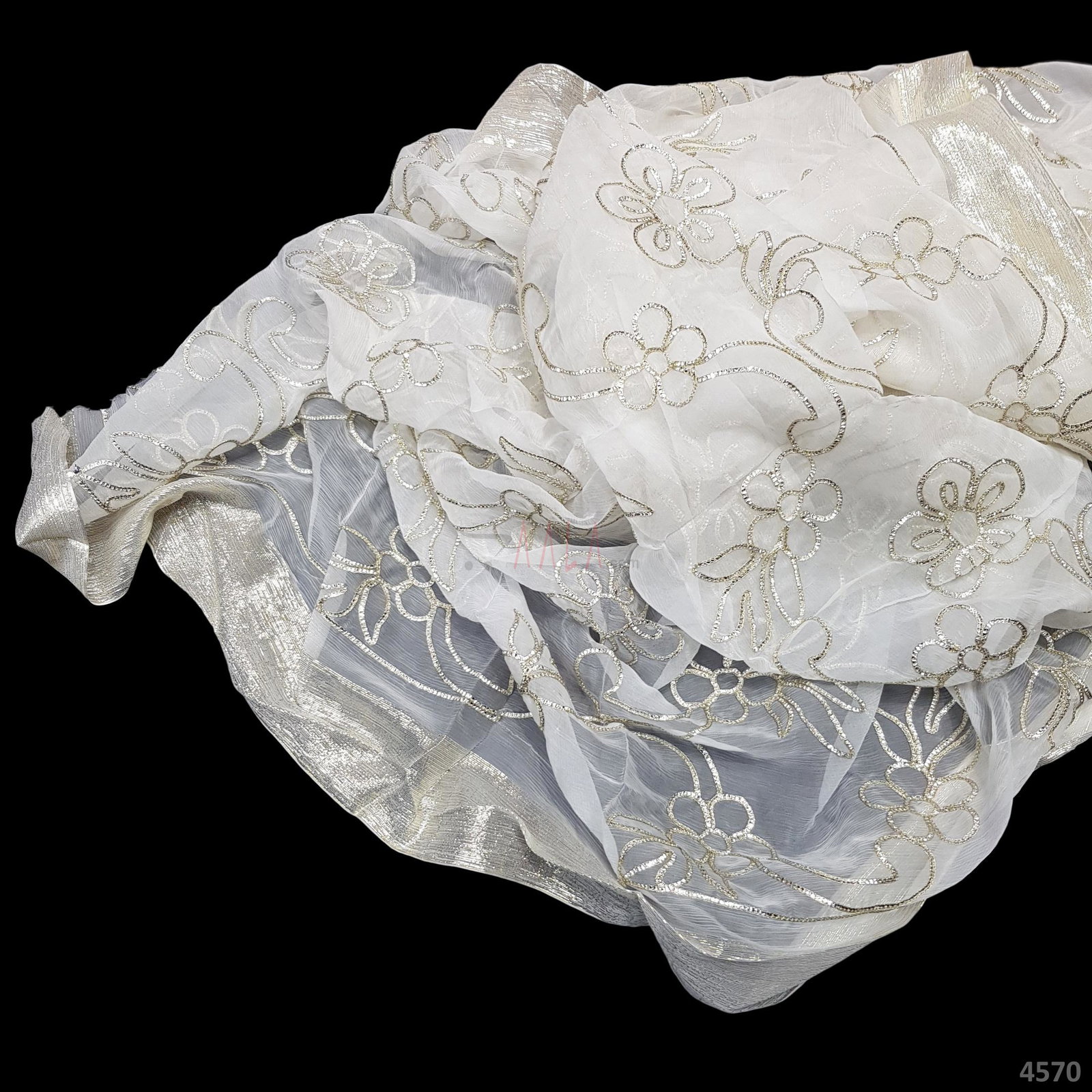 Border Zari Chiffon Viscose 44 Inches Dyeable Per Metre 
