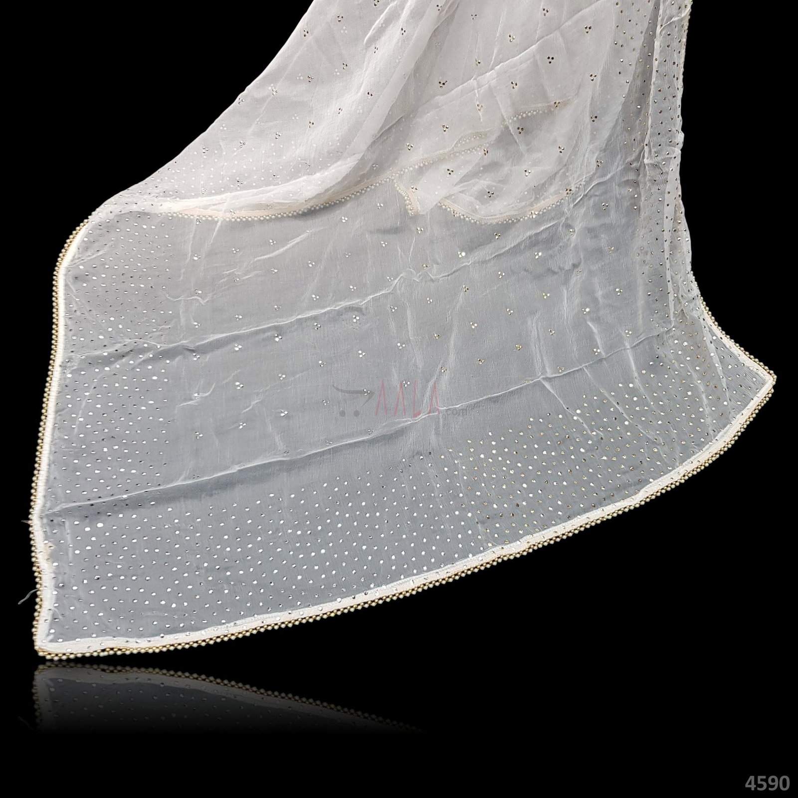 Lace Mukaish Chiffon Dupatta 44 Inches Dyeable 2.50 Metres 