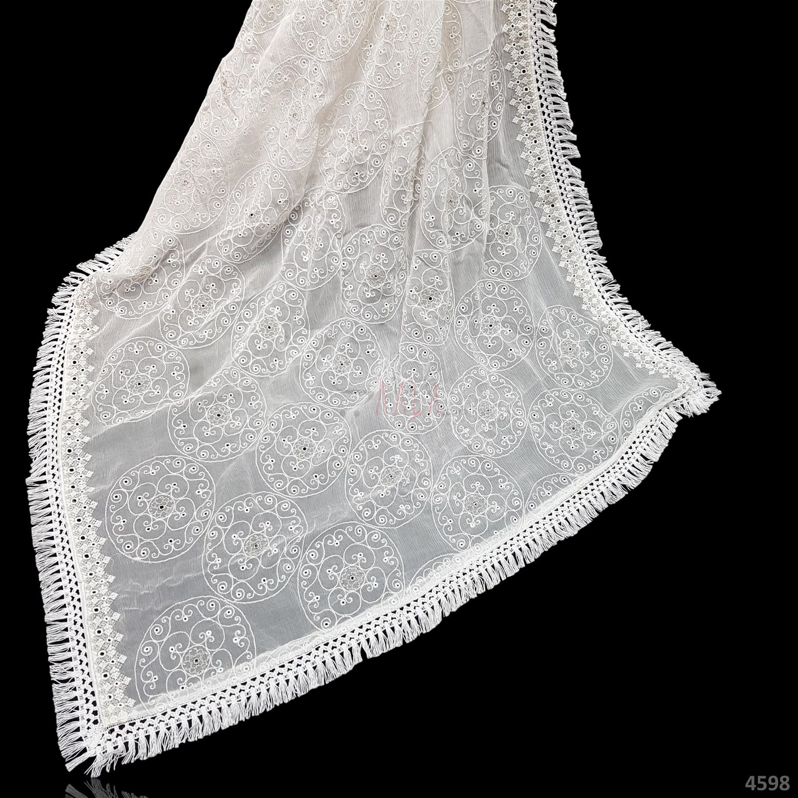 Embroidered Chiffon Dupatta 44 Inches Dyeable 2.50 Metres #4598