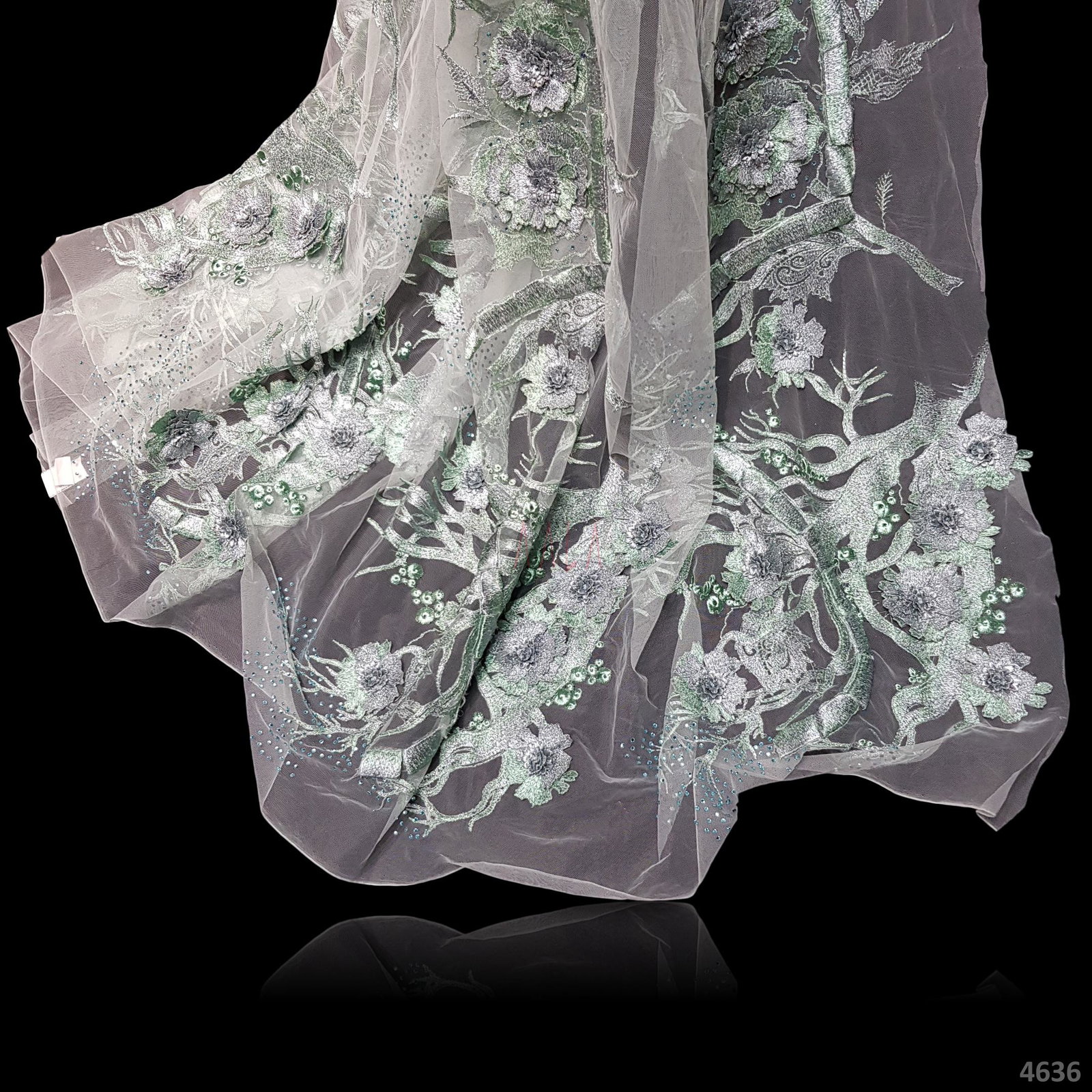 Embroidered Net Blend 52+ Inches Dyed Per Metre 