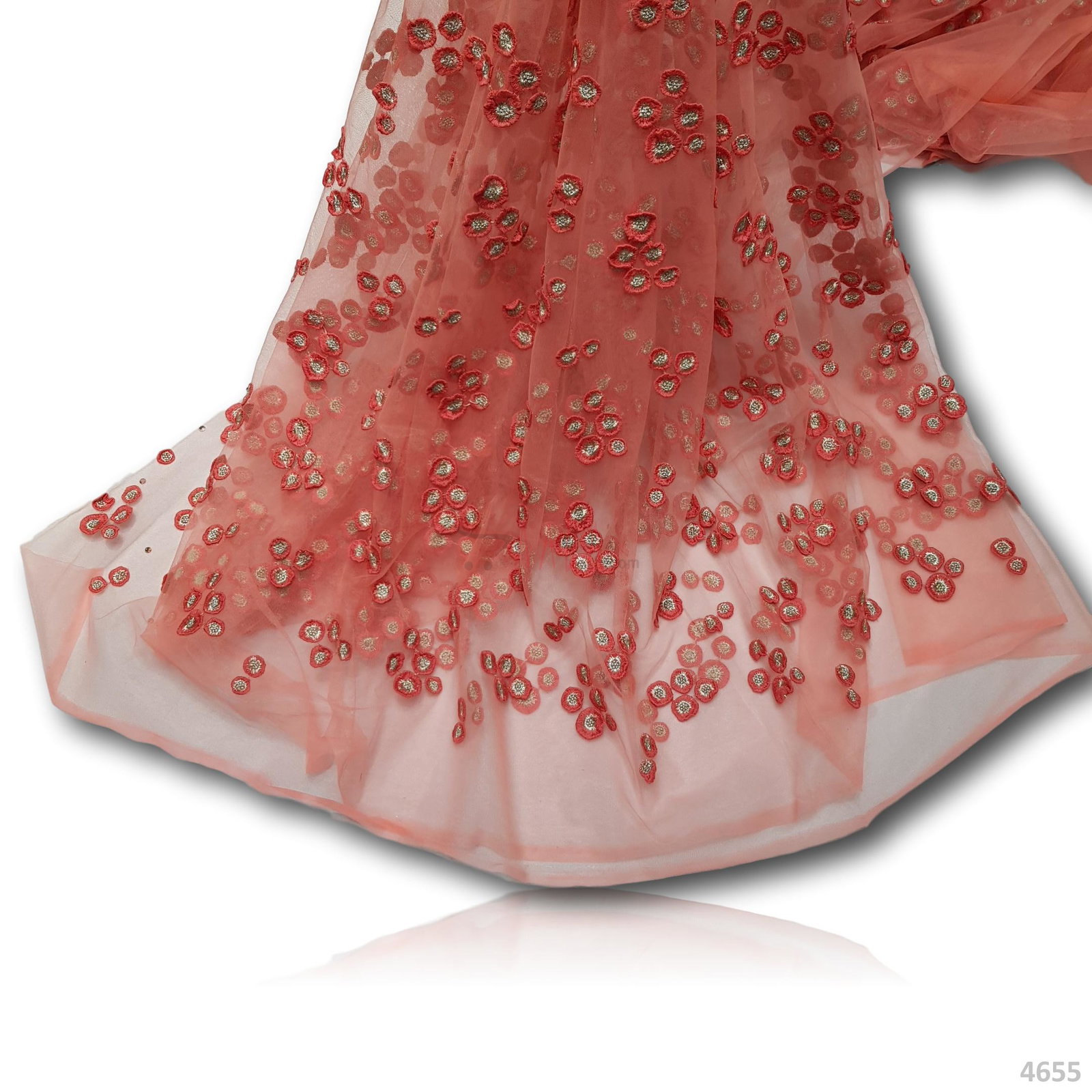 Embroidered Net 44 Inches Dyed Per Metre 