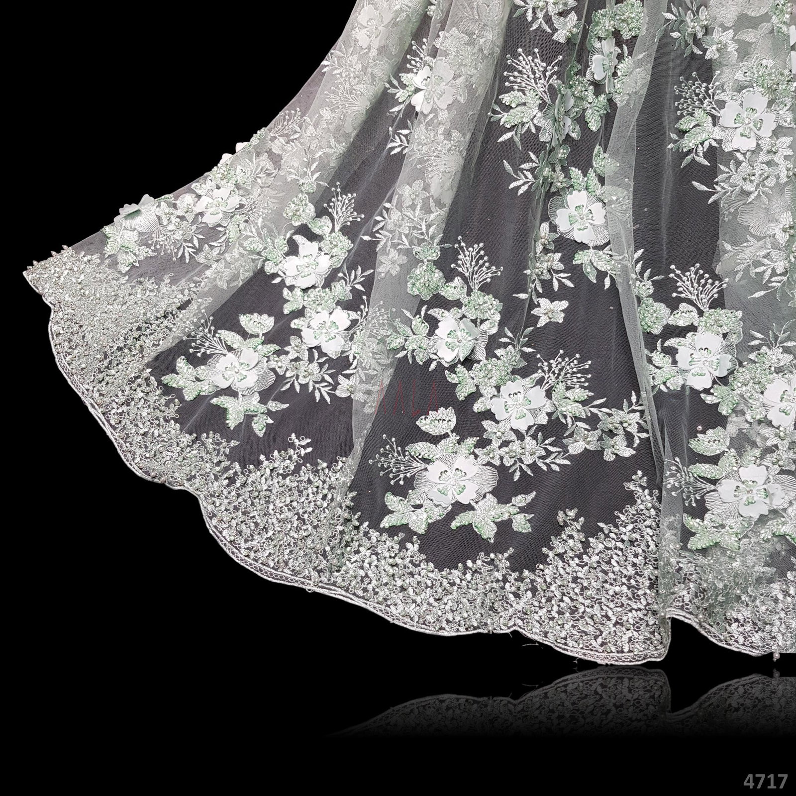 Embroidered Net Blend 52+ Inches Dyed Per Metre 