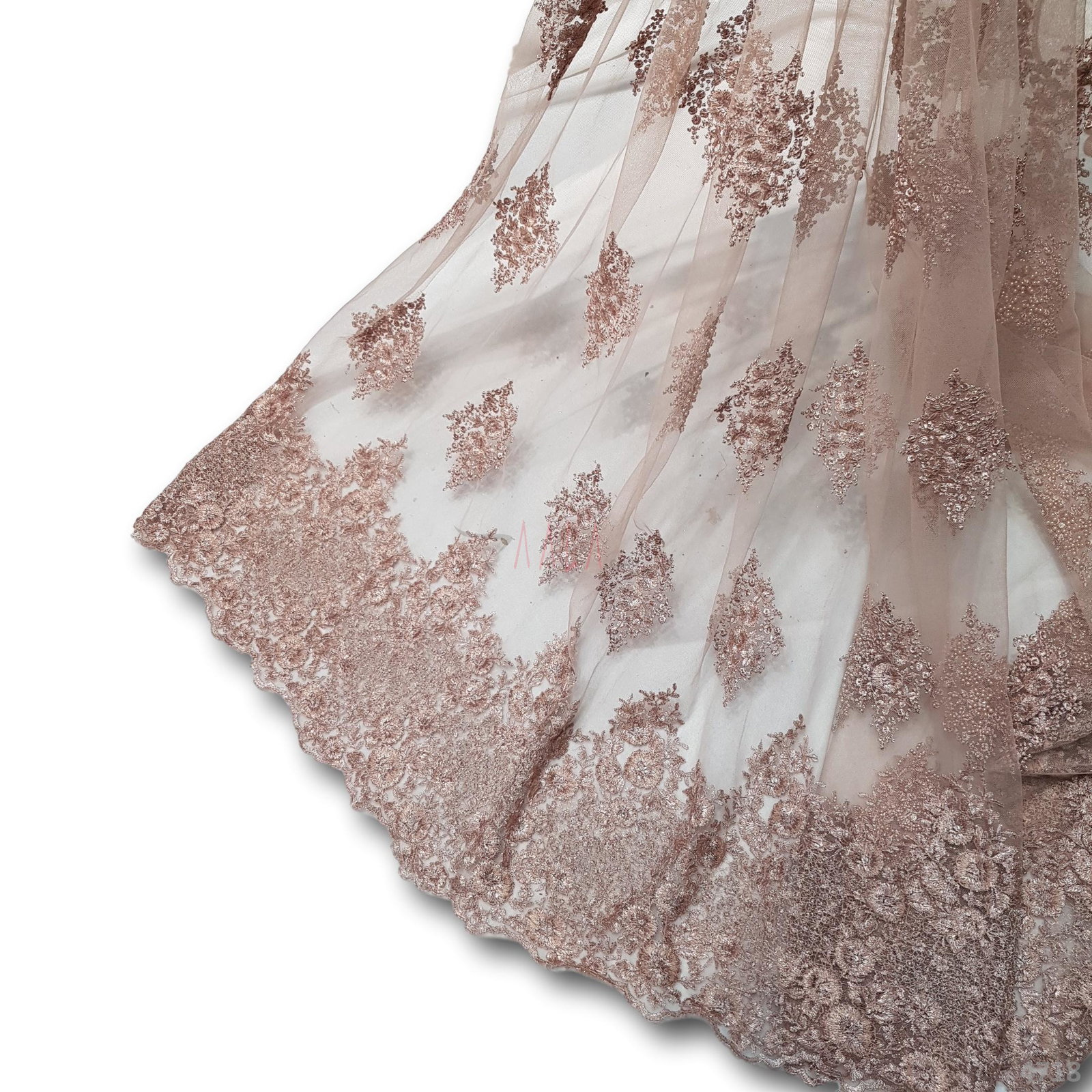 Embroidered Net Blend 52+ Inches Dyed Per Metre 