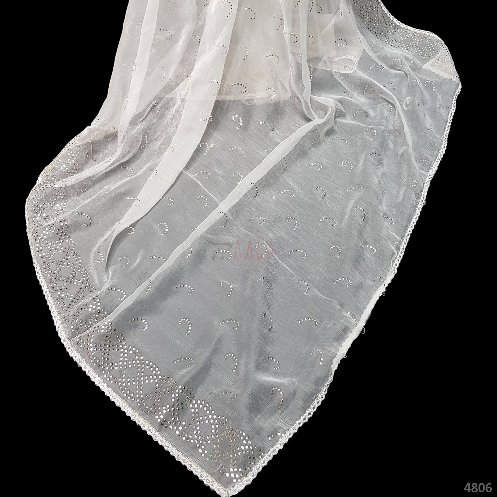 Mukaish Chiffon Dupatta 36 Inches Dyeable 2.50 Metres 