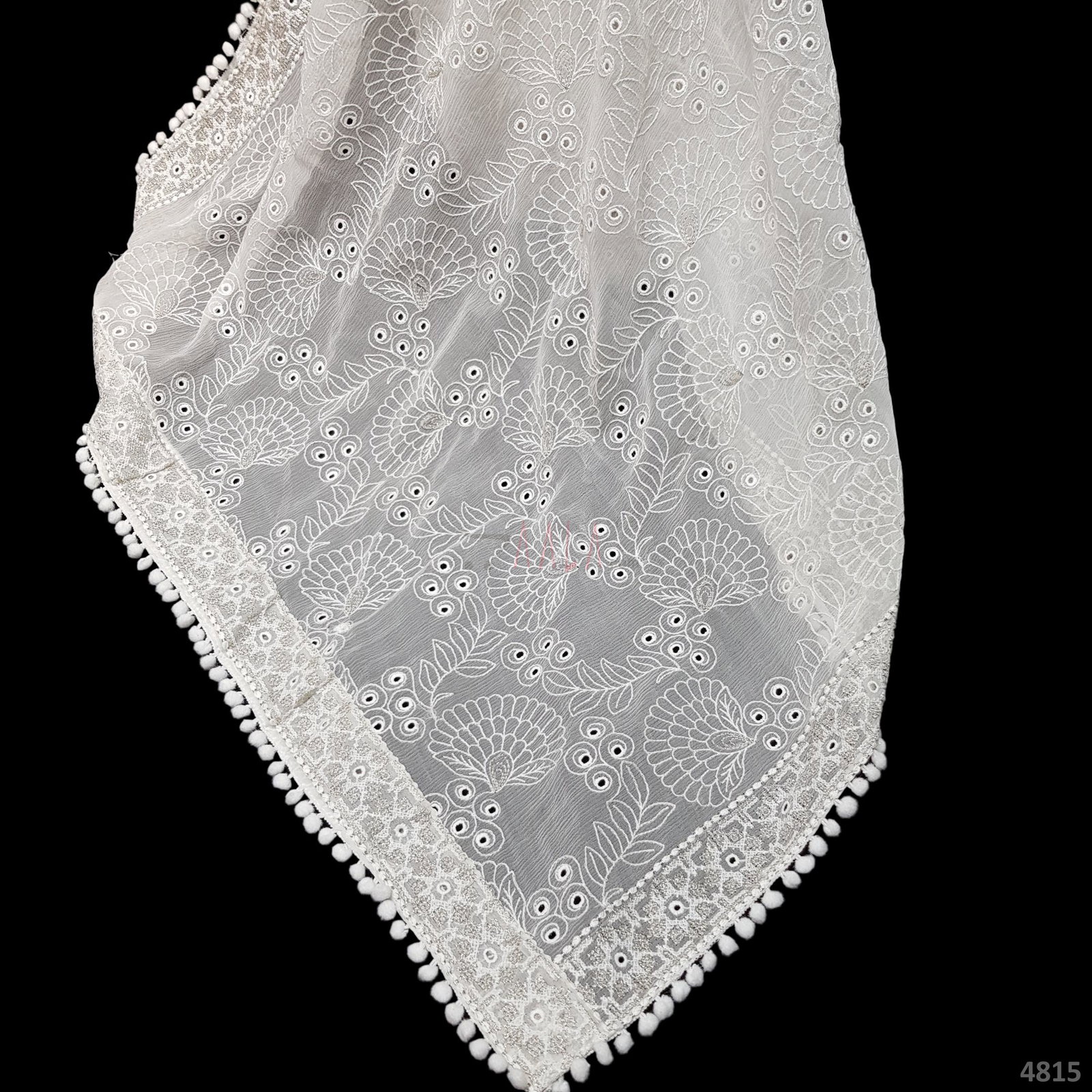 Embriodered Chiffon Dupatta 44 Inches Dyeable 2.50 Metres 
