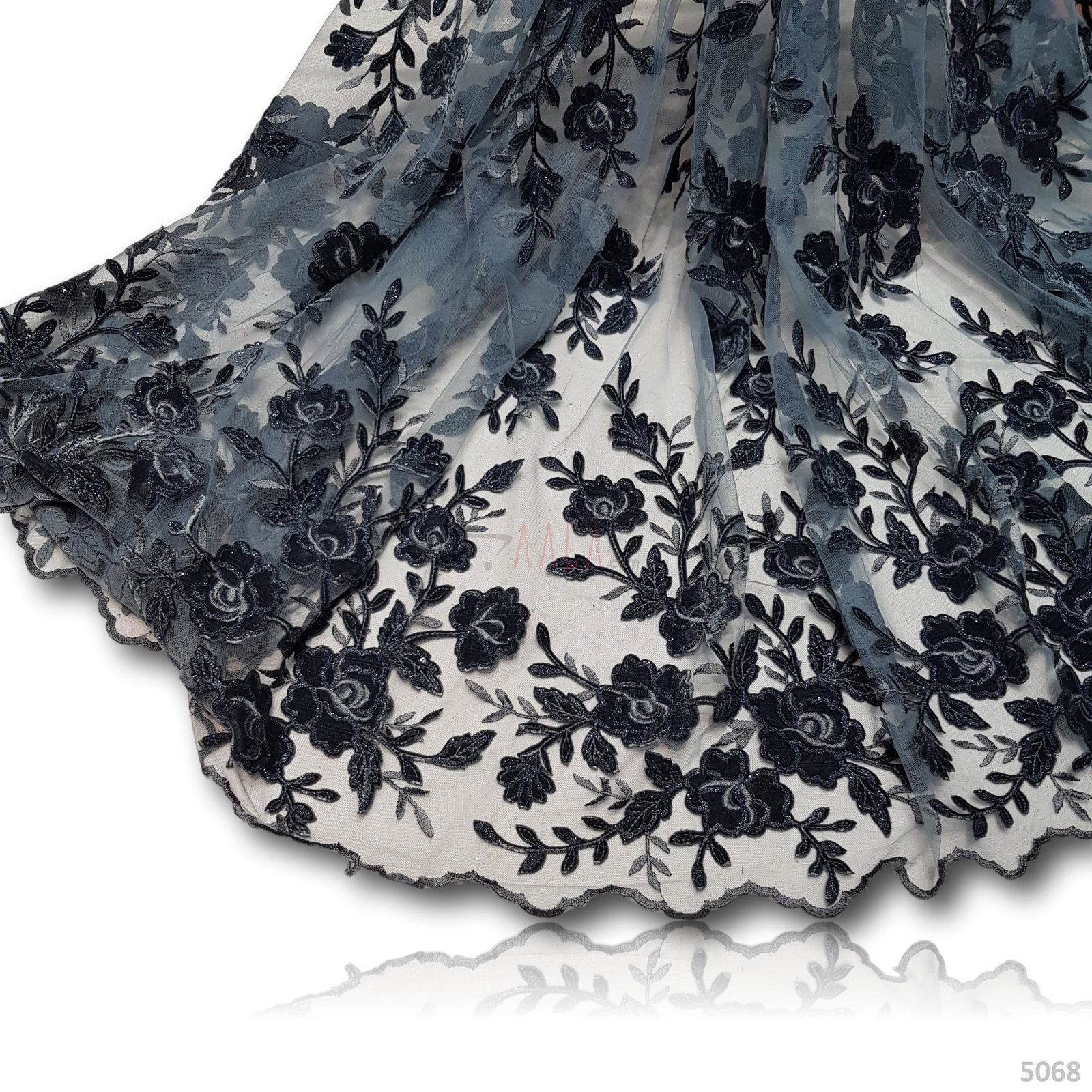 Embroidered Tulle Net 52 Inches Dyed Per Metre 