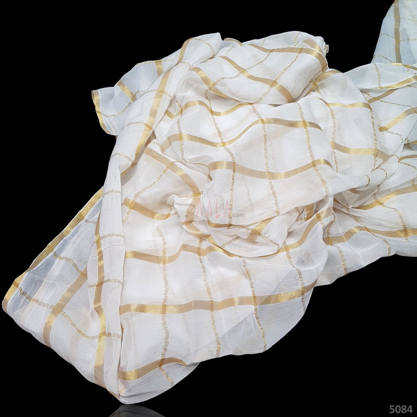 Gold Checks Chiffon Viscose 44 Inches Dyeable Per Metre 