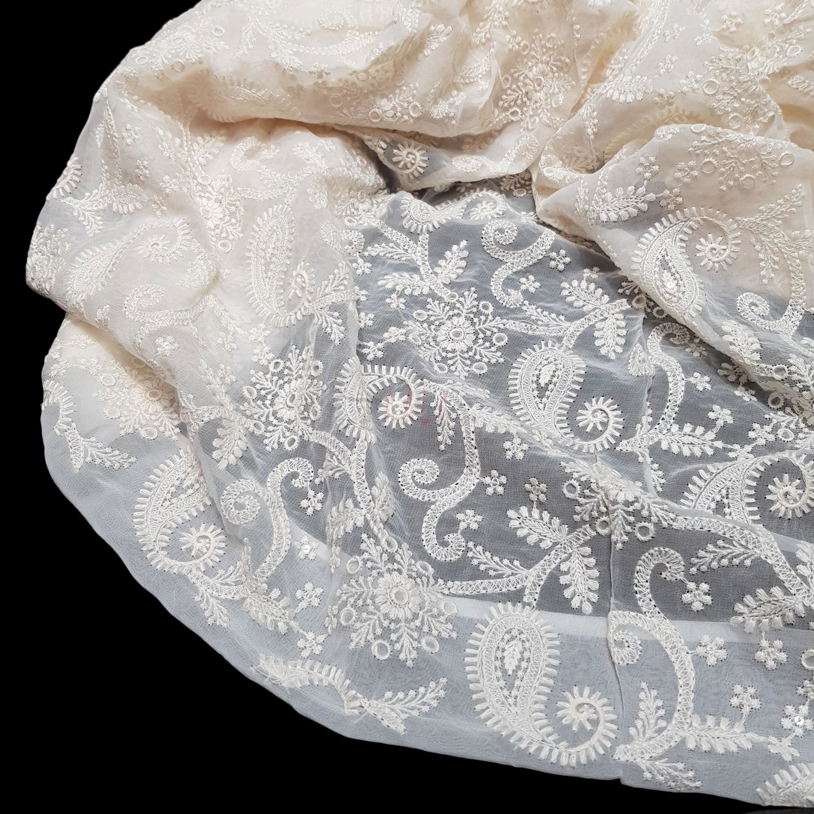 Embroidered Georgette 52+ Inches Dyeable Per Metre 