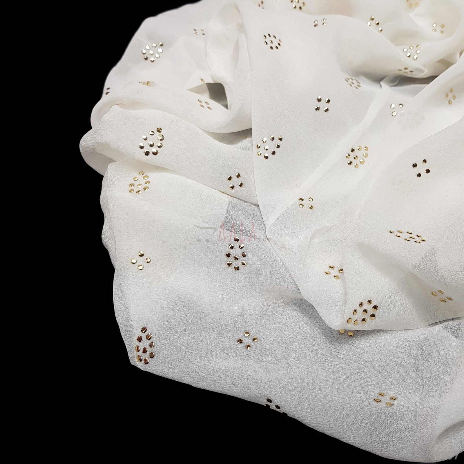 Machine Mukaish Georgette 44 Inches Dyeable Per Metre 