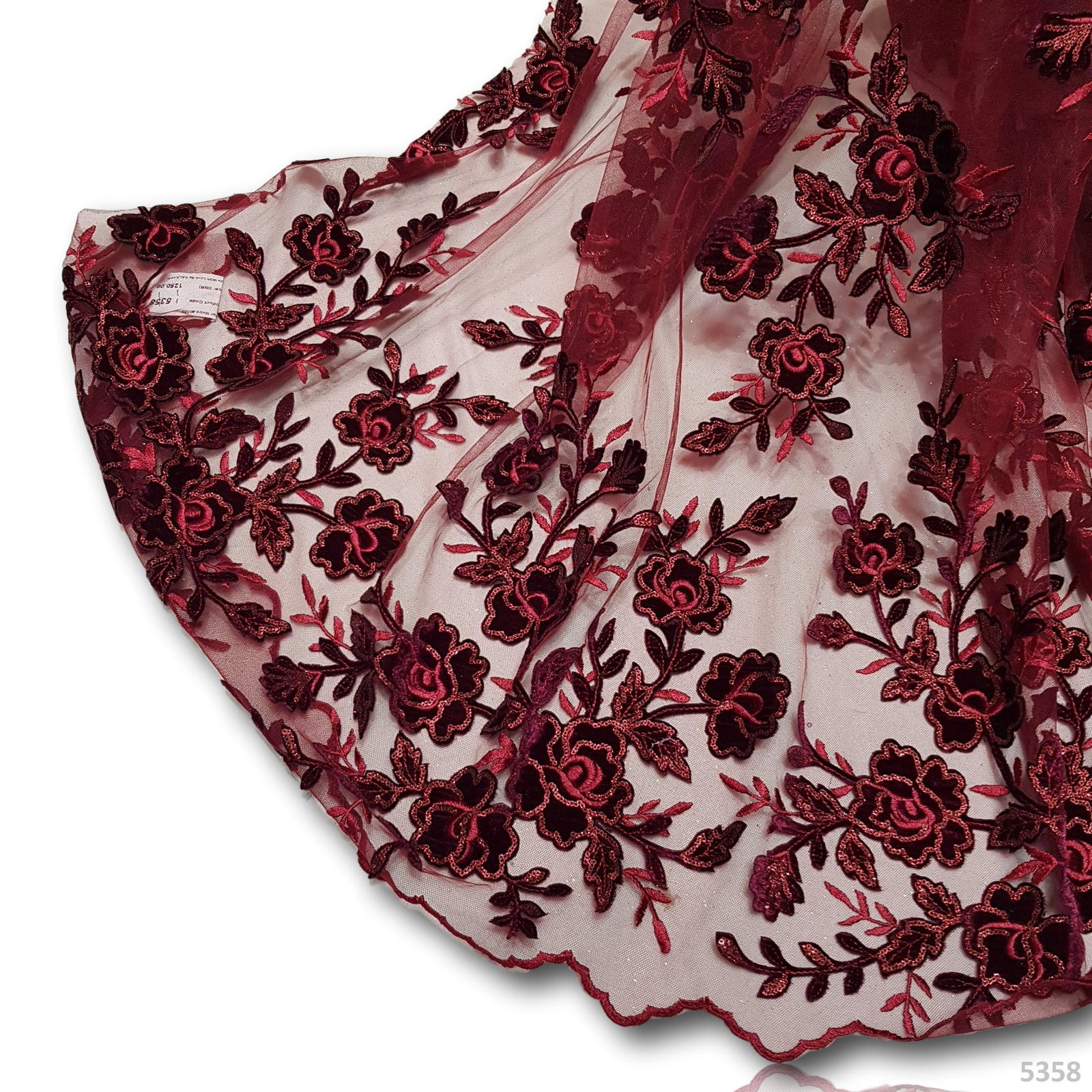 Embroidered Net 52+ Inches Dyed Per Metre 