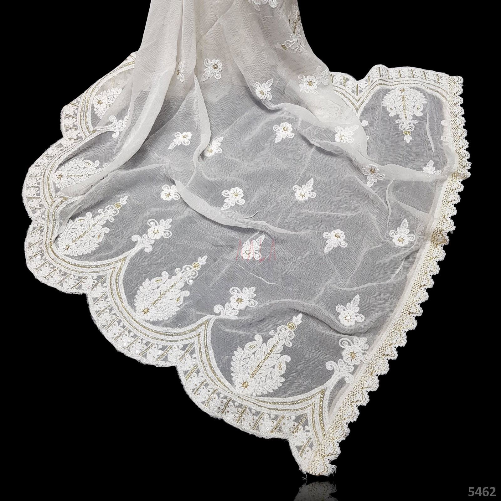 Embriodered Chiffon Dupatta 42 Inches Dyeable 2.50 Metres 