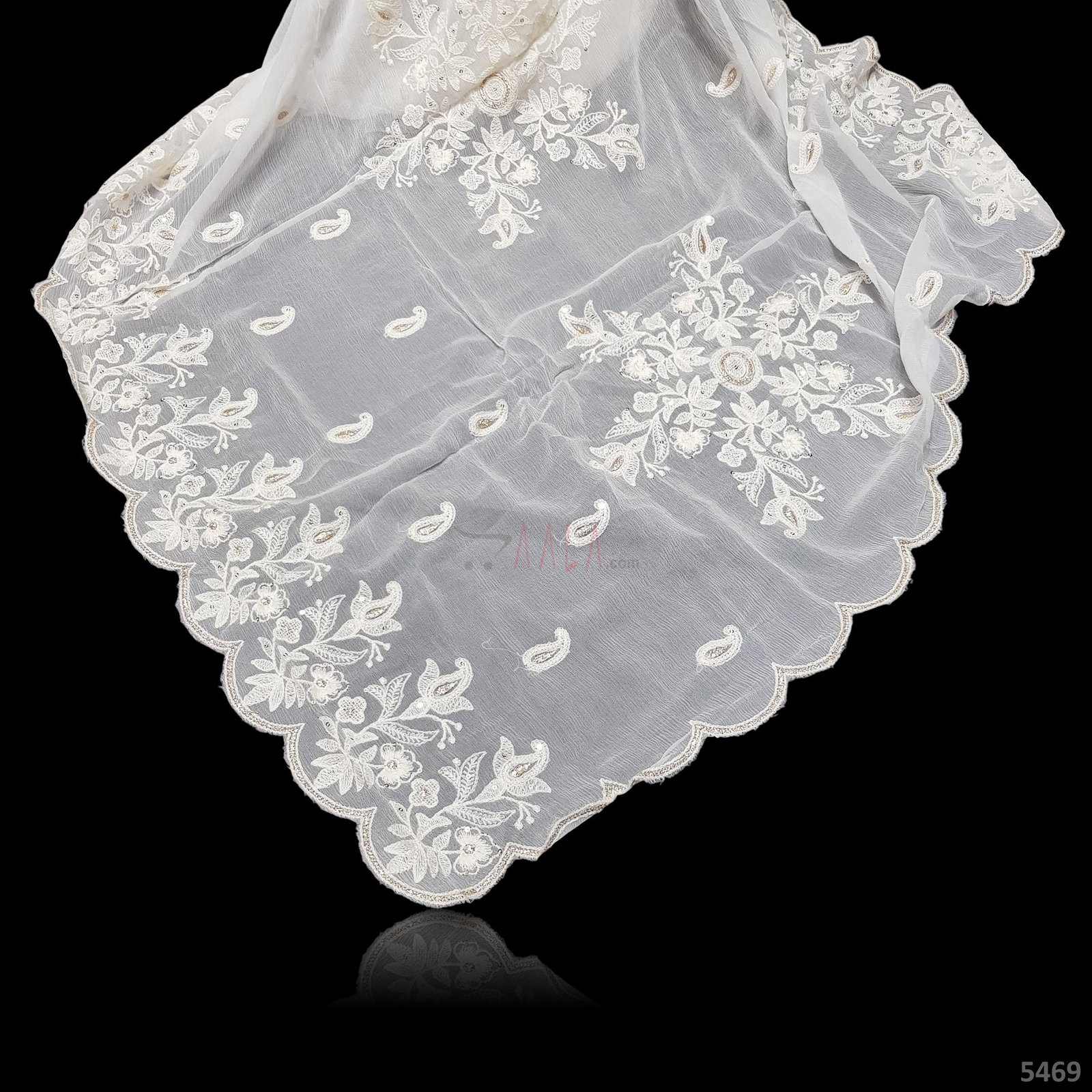 Embroidered Chiffon Dupatta 42 Inches Dyeable 2.50 Metres 