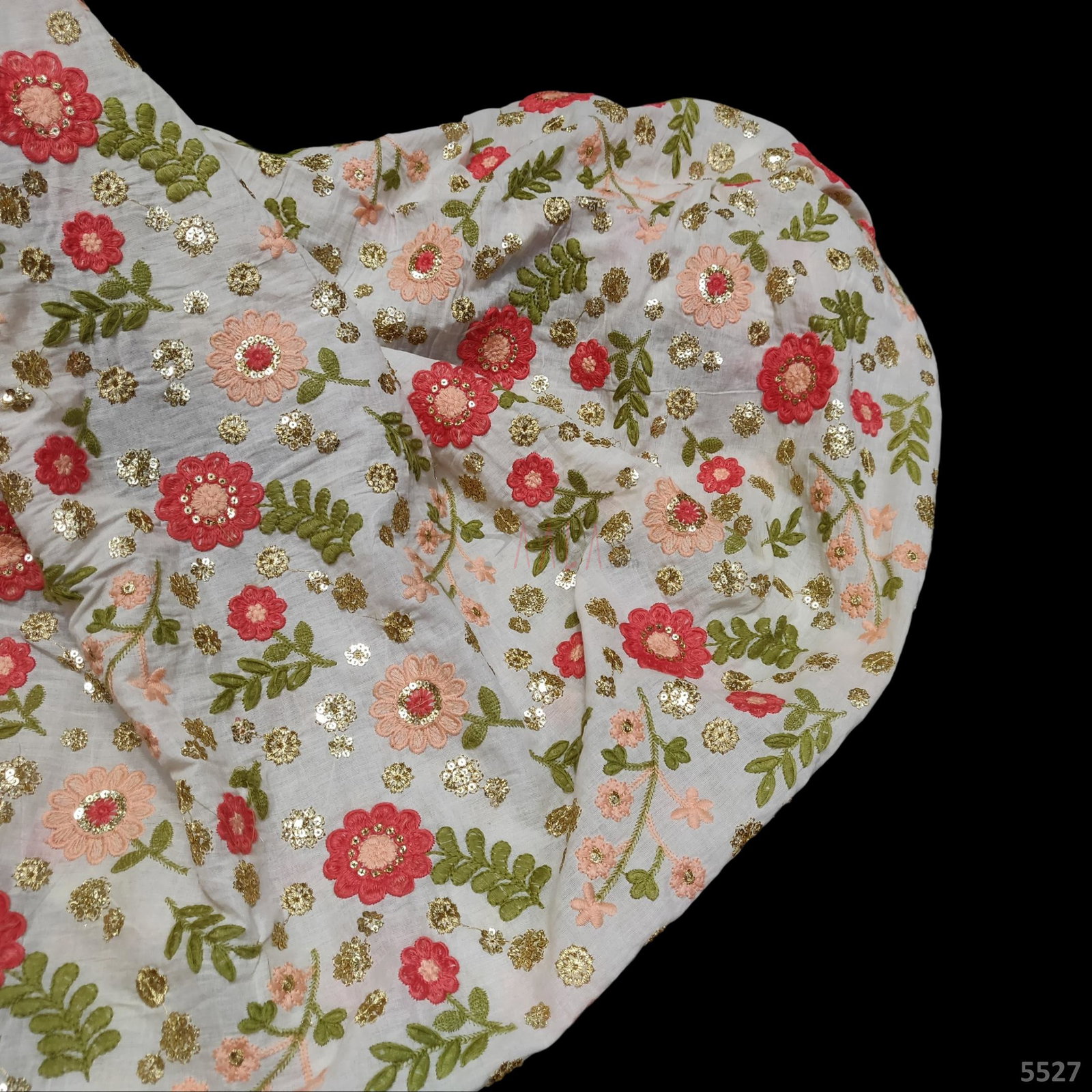 Embriodered Cotton 44 Inches Dyeable Per Metre 