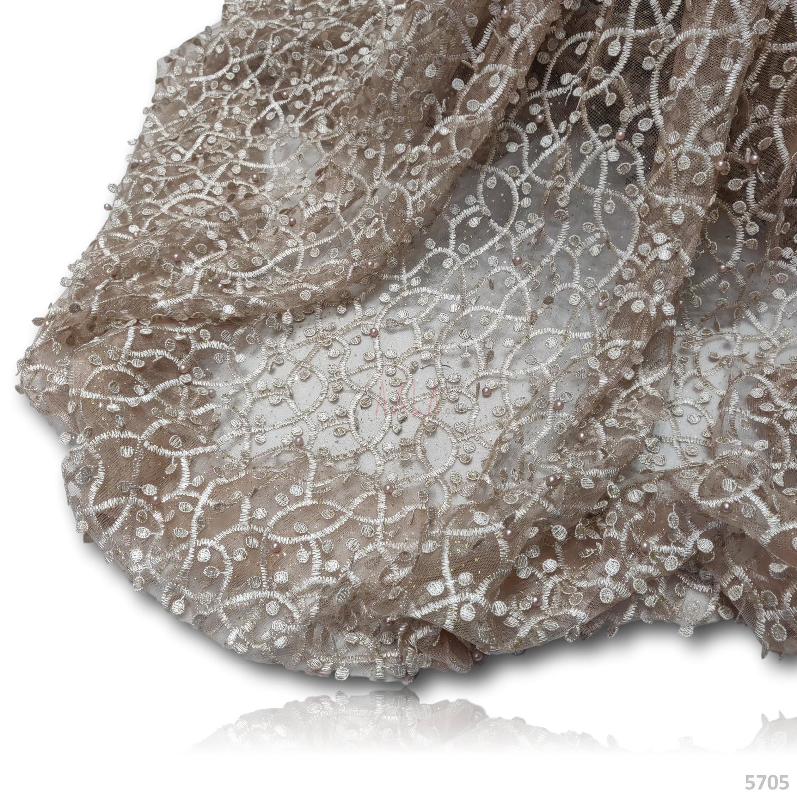 Embroidered Net 52+ Inches Dyed Per Metre 