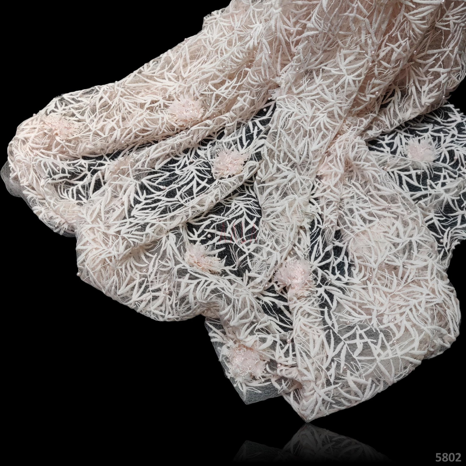 Embroidered Net 52+ Inches Dyed Per Metre 