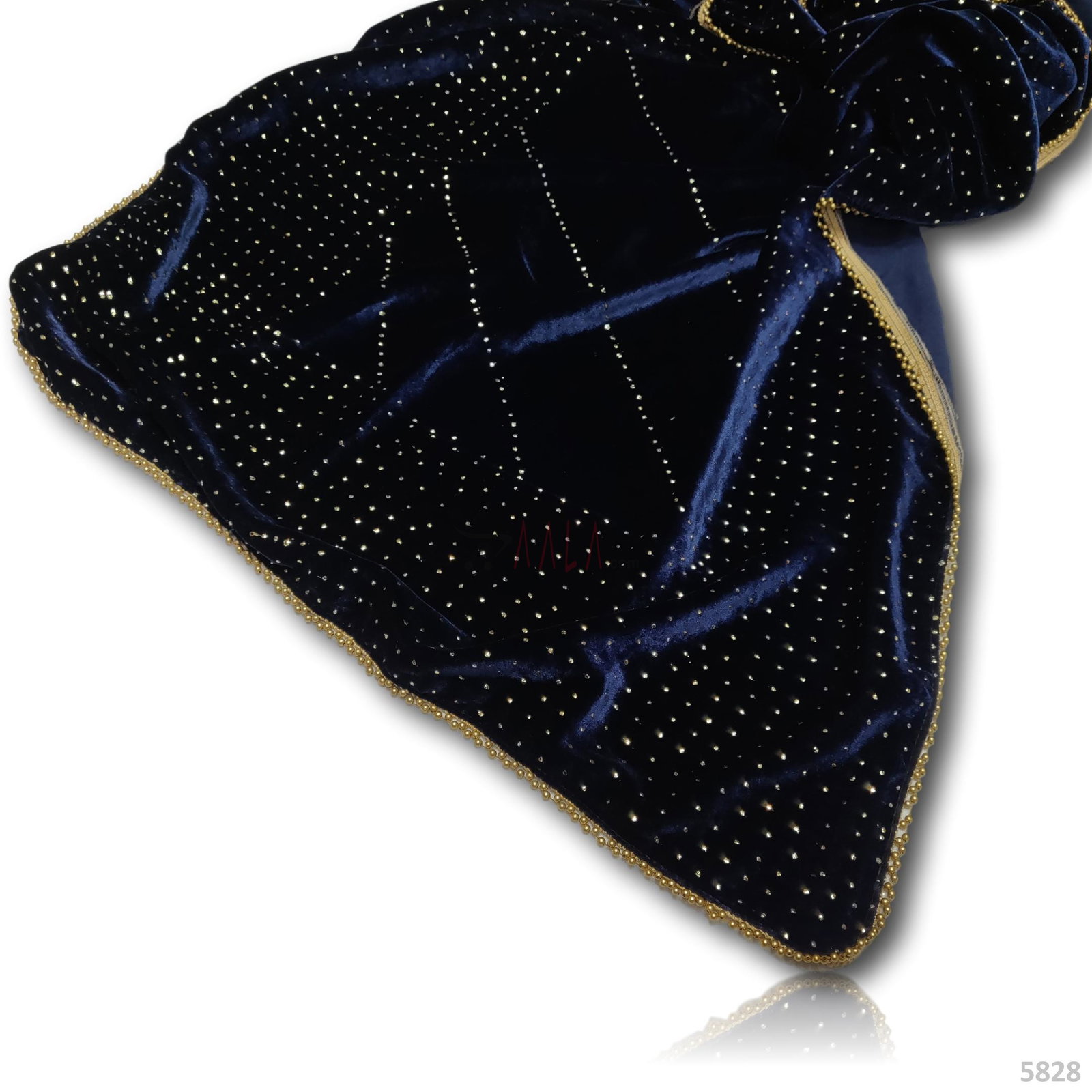 Mukaish Velvet Stole 22 Inches Dyed 2.00 Metres 