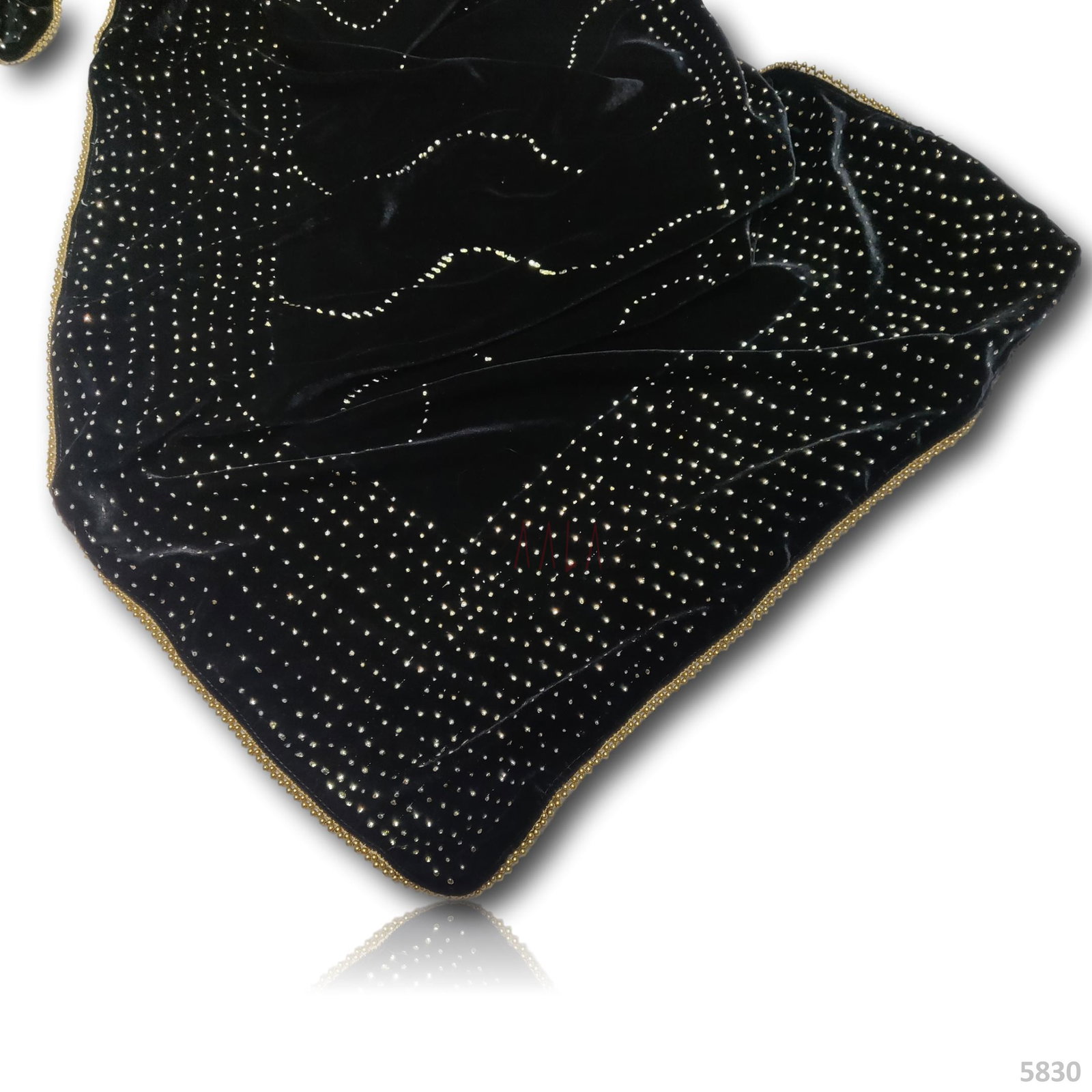 Mukaish Velvet Stole 22 Inches Dyed 2.00 Metres 