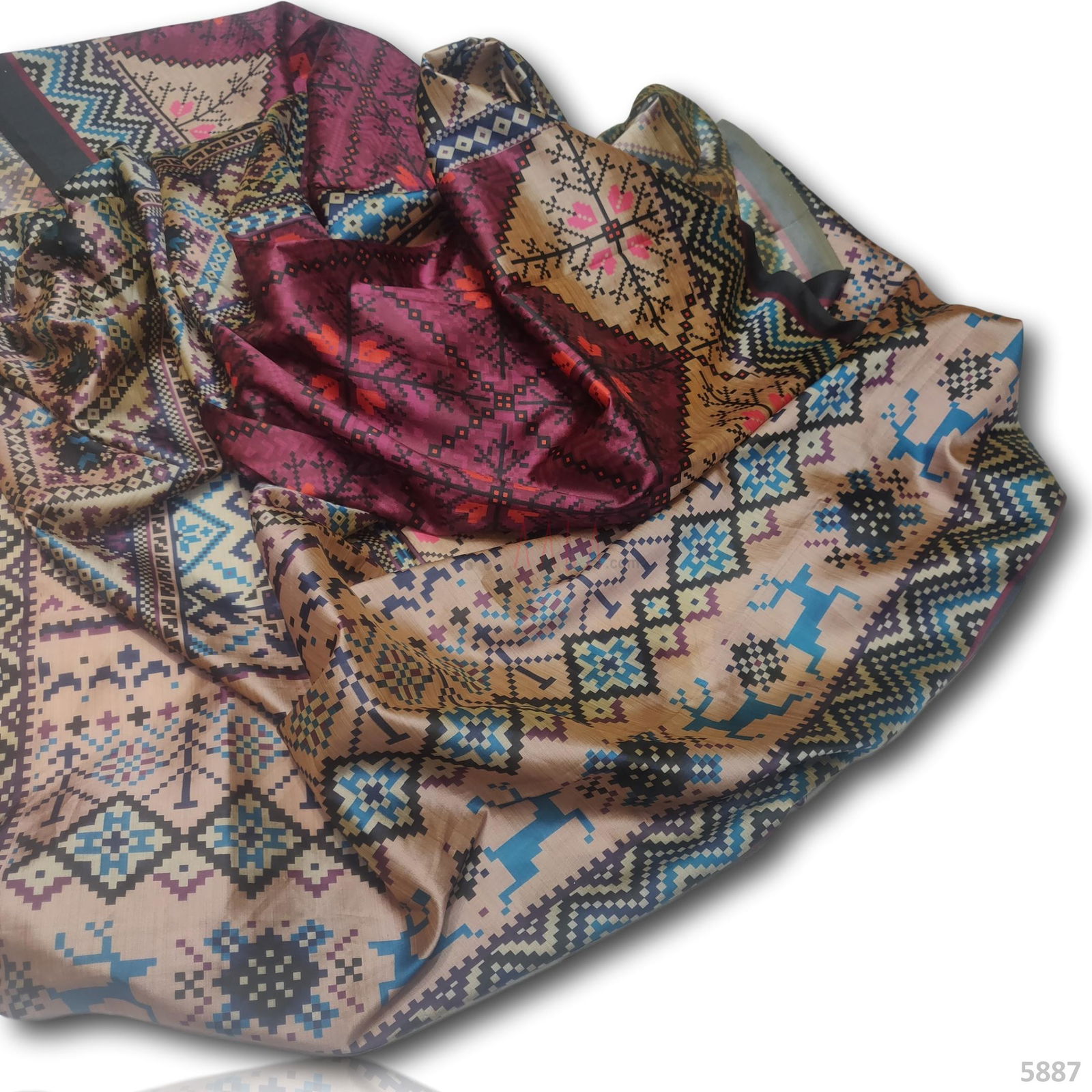 Printed Bamboo Silk Dupatta 42 Inches 2.25 Metres #5887