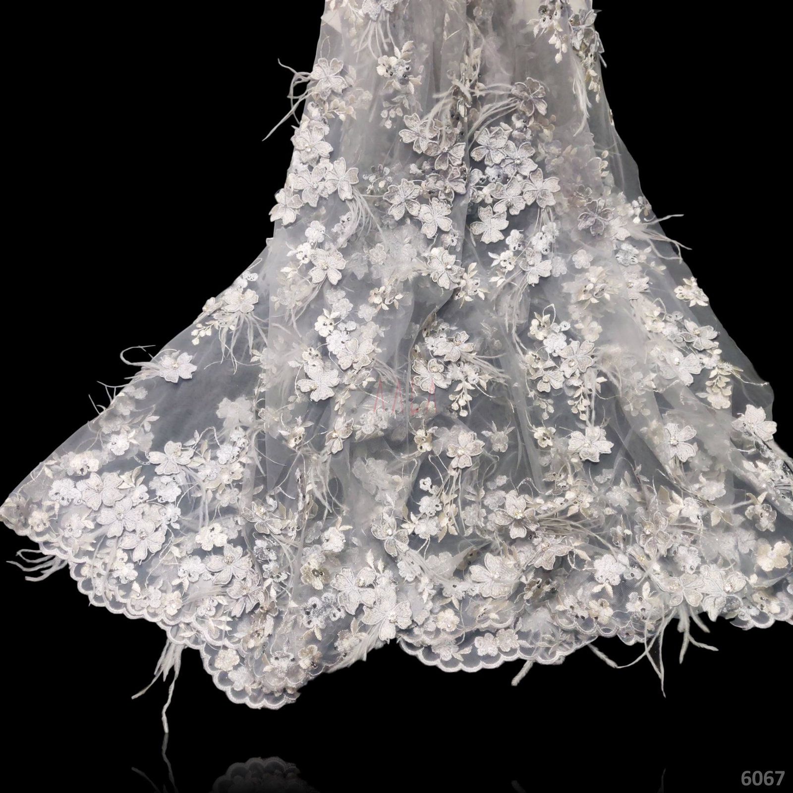 Embroidered Net 52+ Inches Dyed Per Metre 