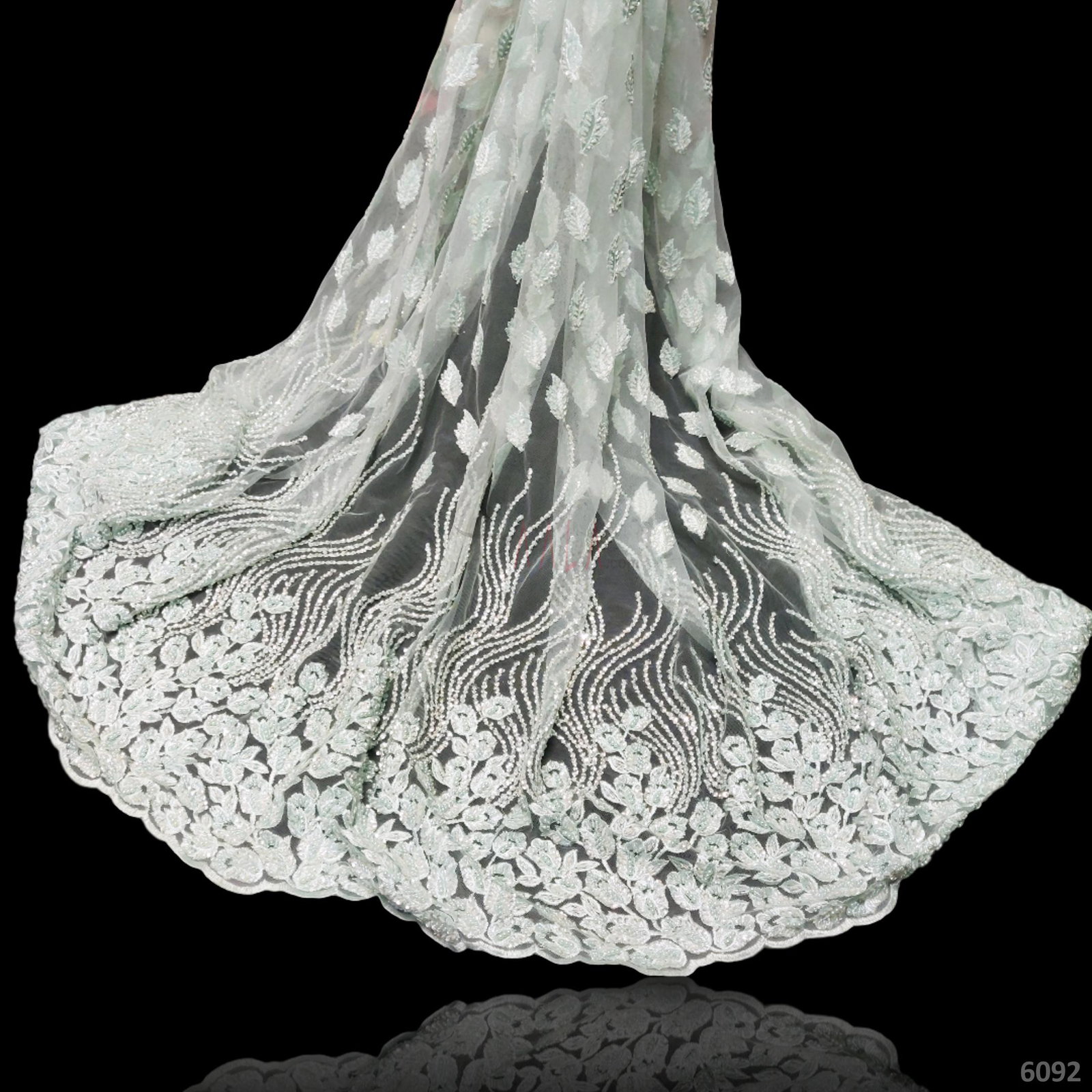 Embroidered Net 52+ Inches Dyed Per Metre 