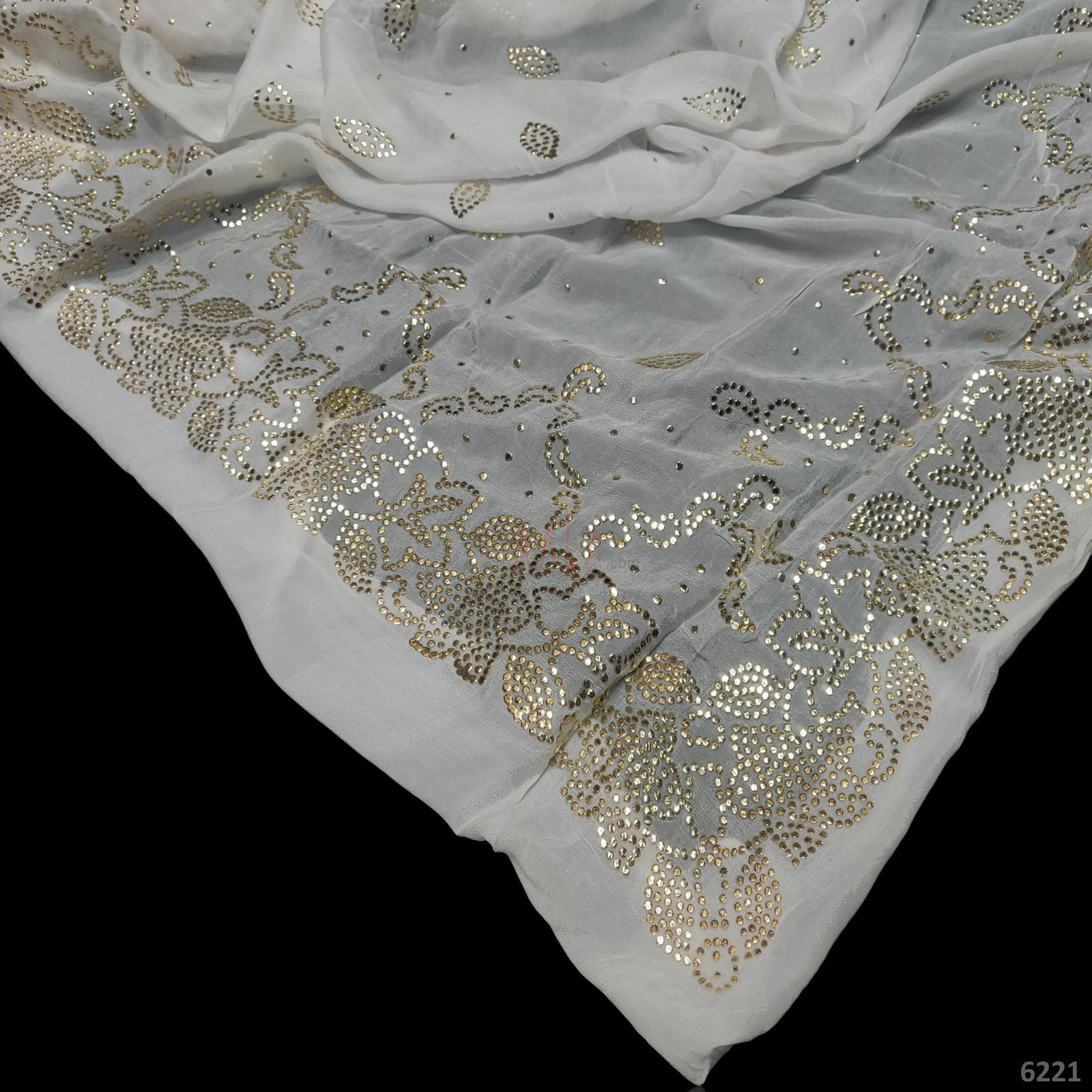 Mukaish Chinon Dupatta 42 Inches Dyeable 2.25 Metres 