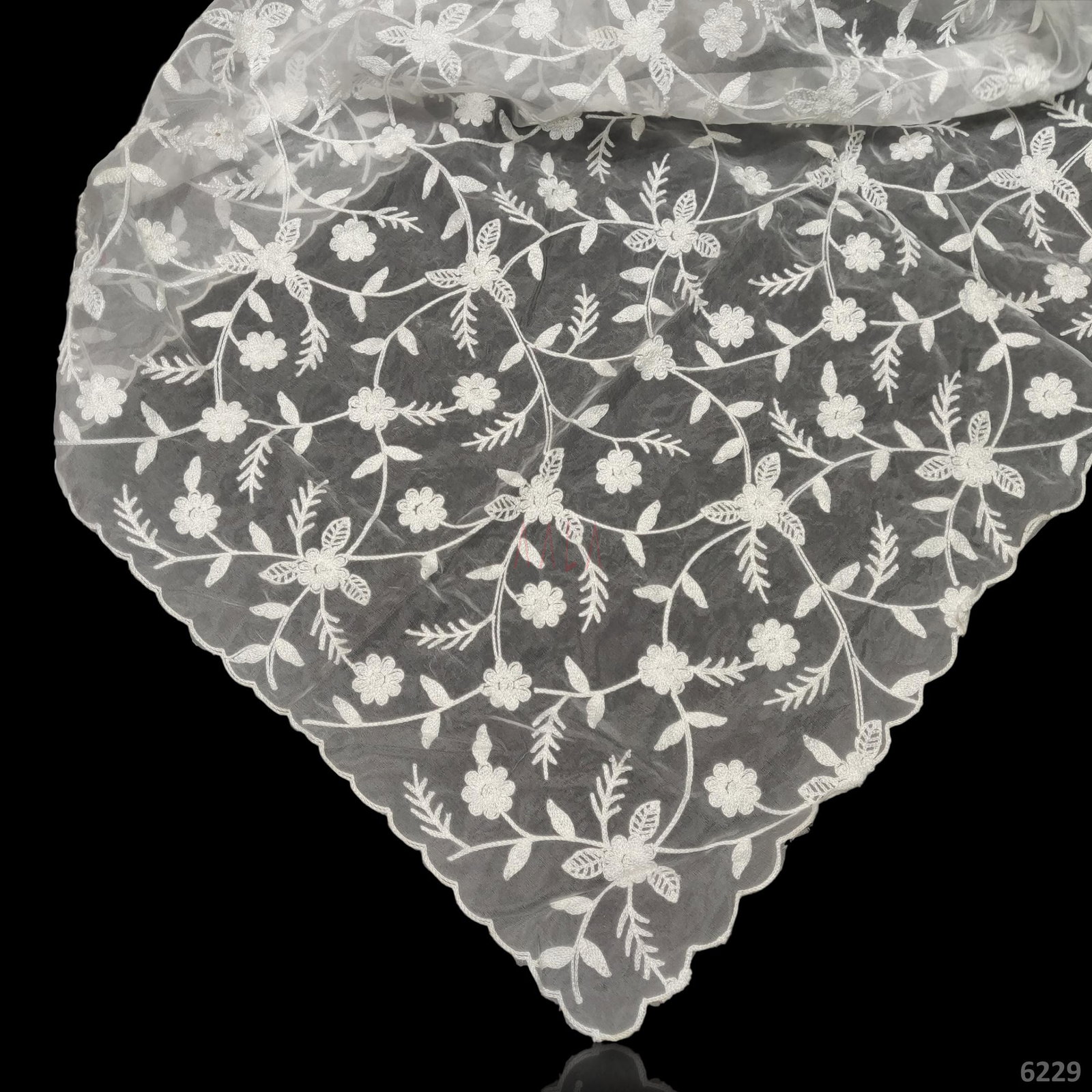 Embroidered Organza Dupatta 42 Inches Dyeable 2.25 Metres 