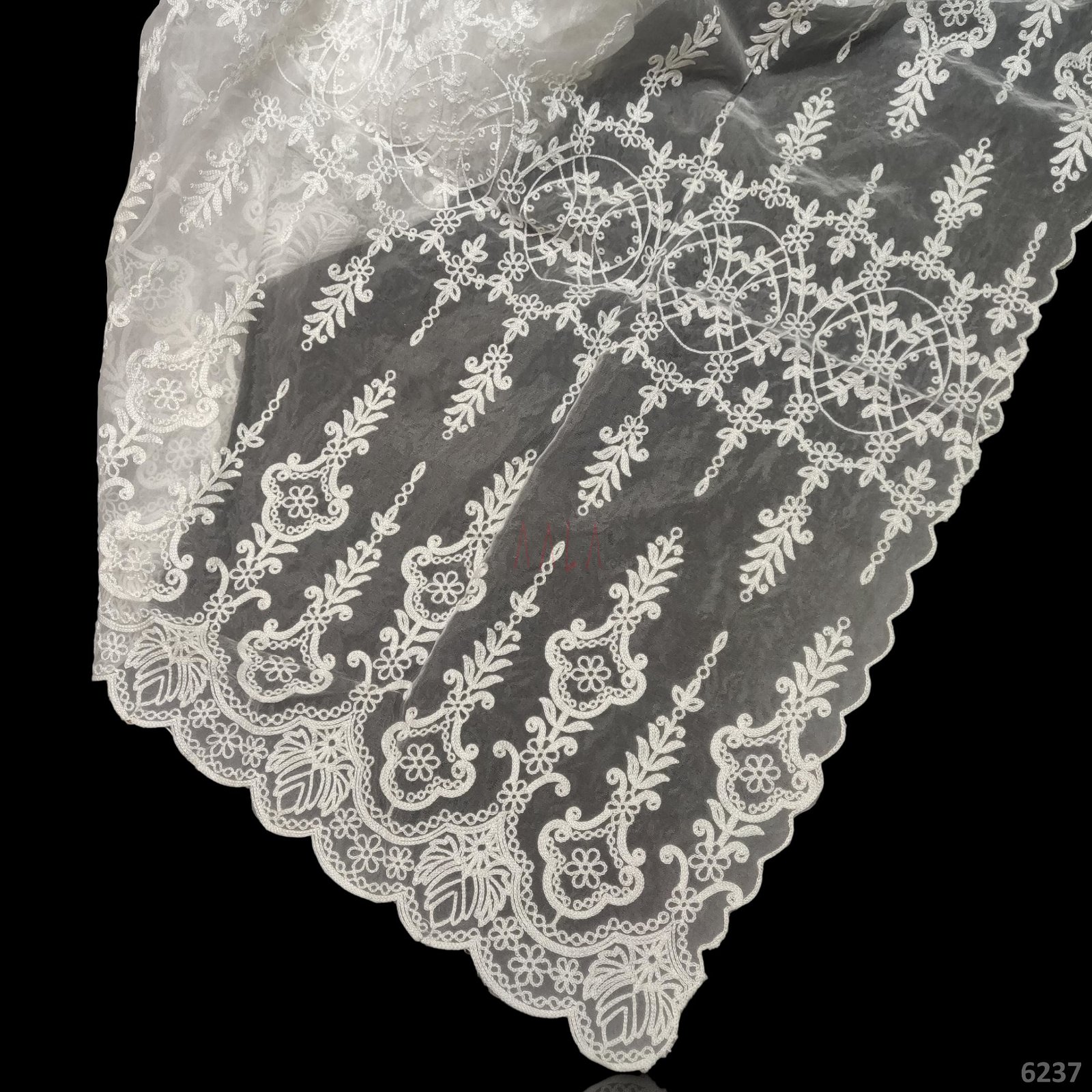 Embroidered Organza Dupatta 42 Inches Dyeable 2.25 Metres #6237