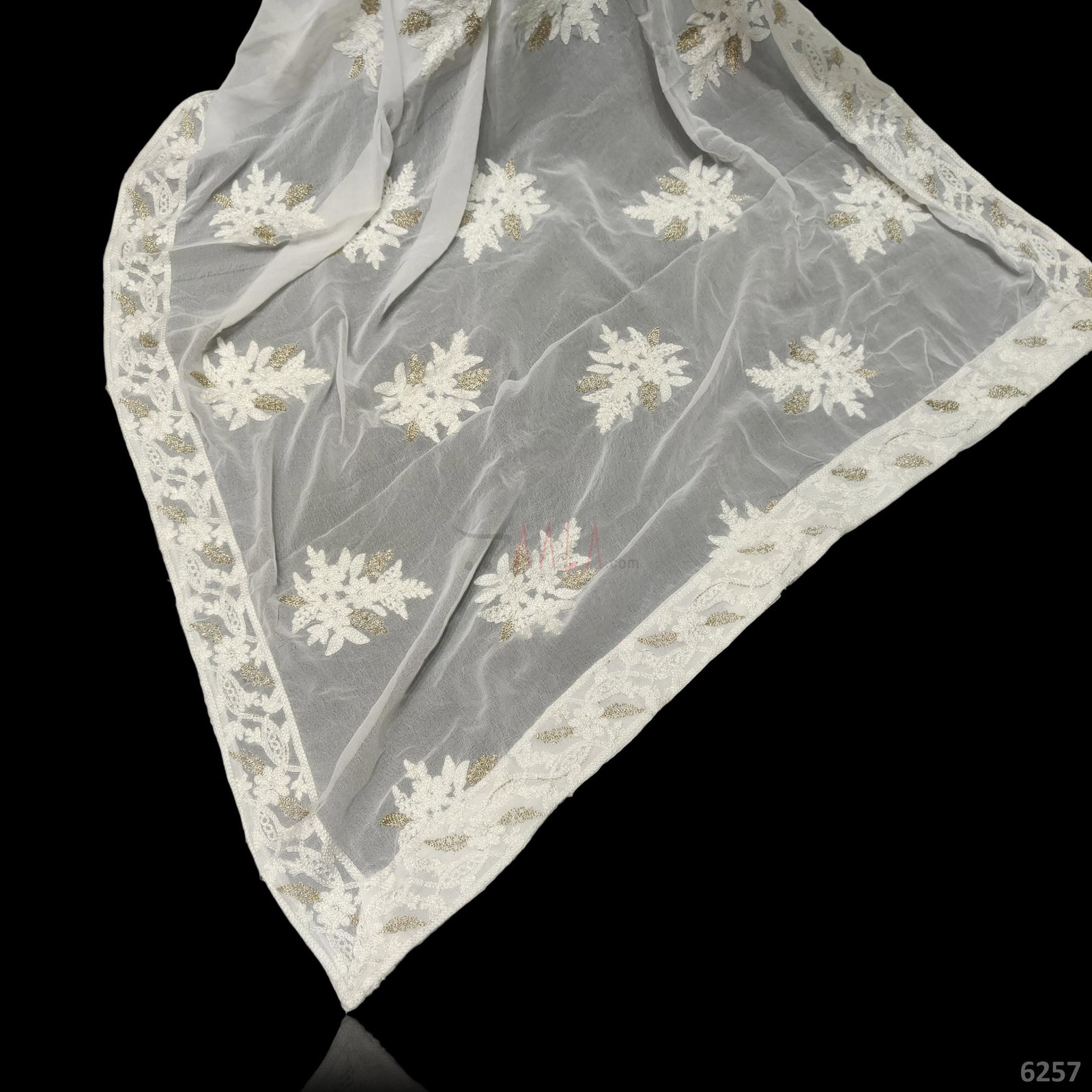 Embroidered Georgette Dupatta 42 Inches Dyeable 2.25 Metres 