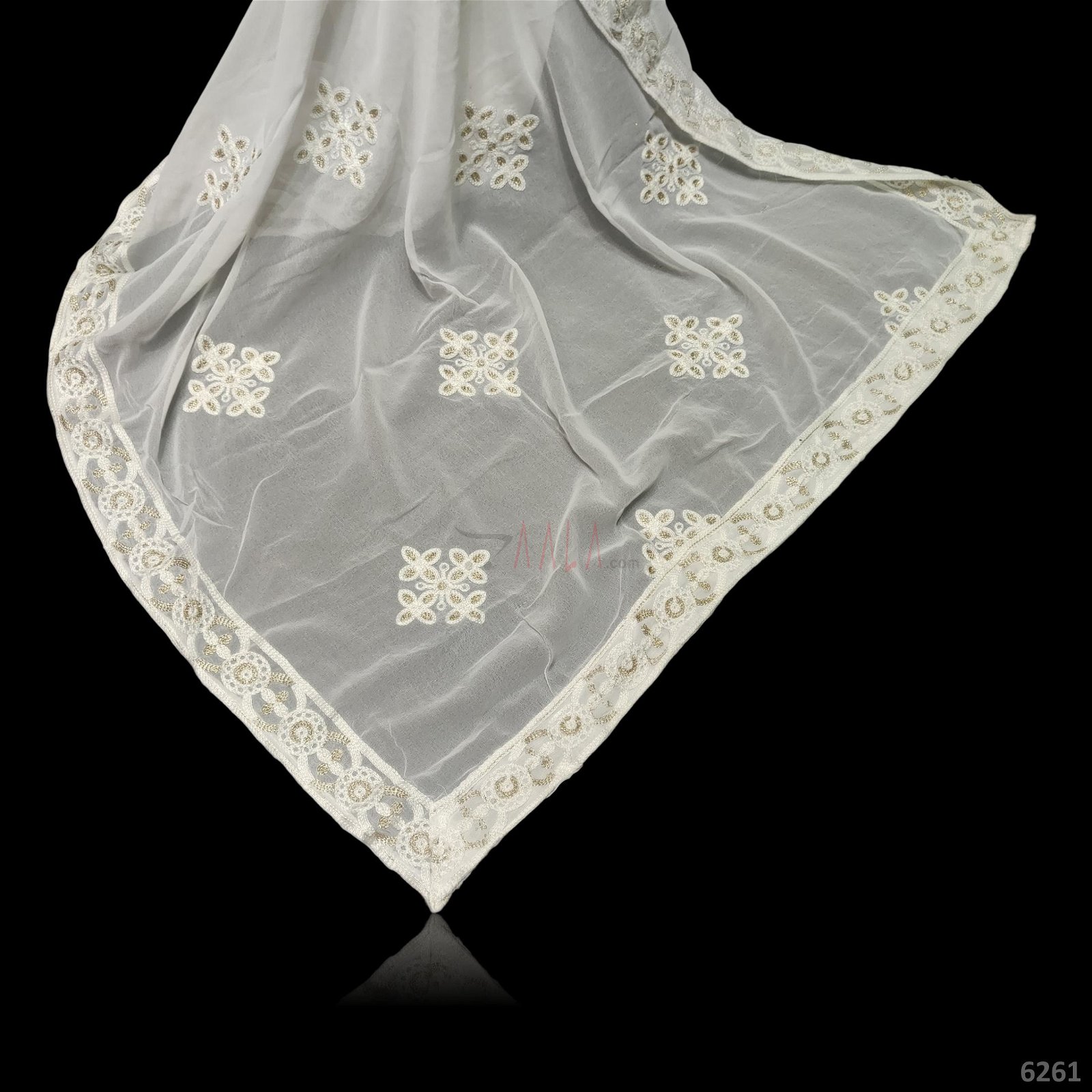 Embroidered Georgette Dupatta 42 Inches Dyeable 2.25 Metres #6261