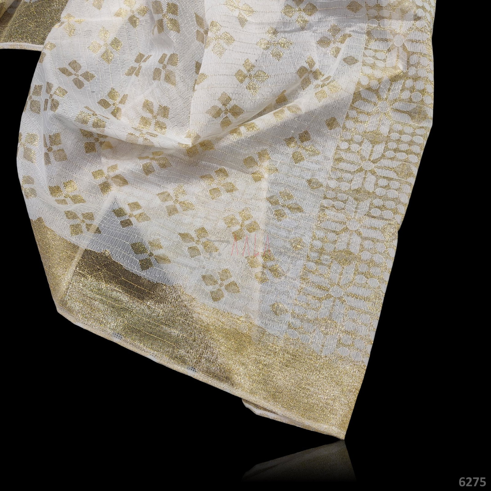 Banarsi Chanderi Net Dupatta 36 Inches Dyeable 2.25 Metres 