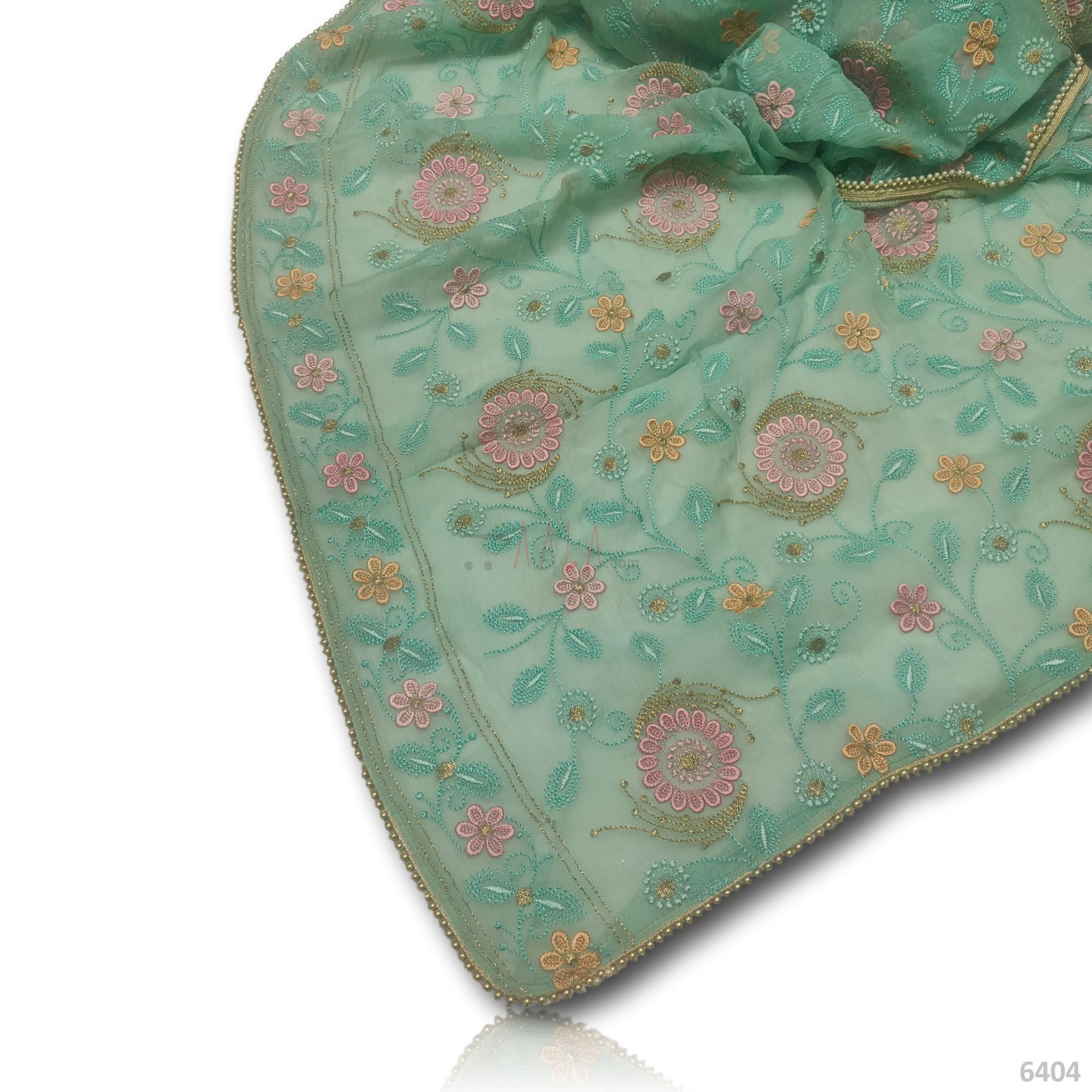 Embroidered Chiffon Viscose Dupatta-40-Inches GREEN 2.50-Metres 