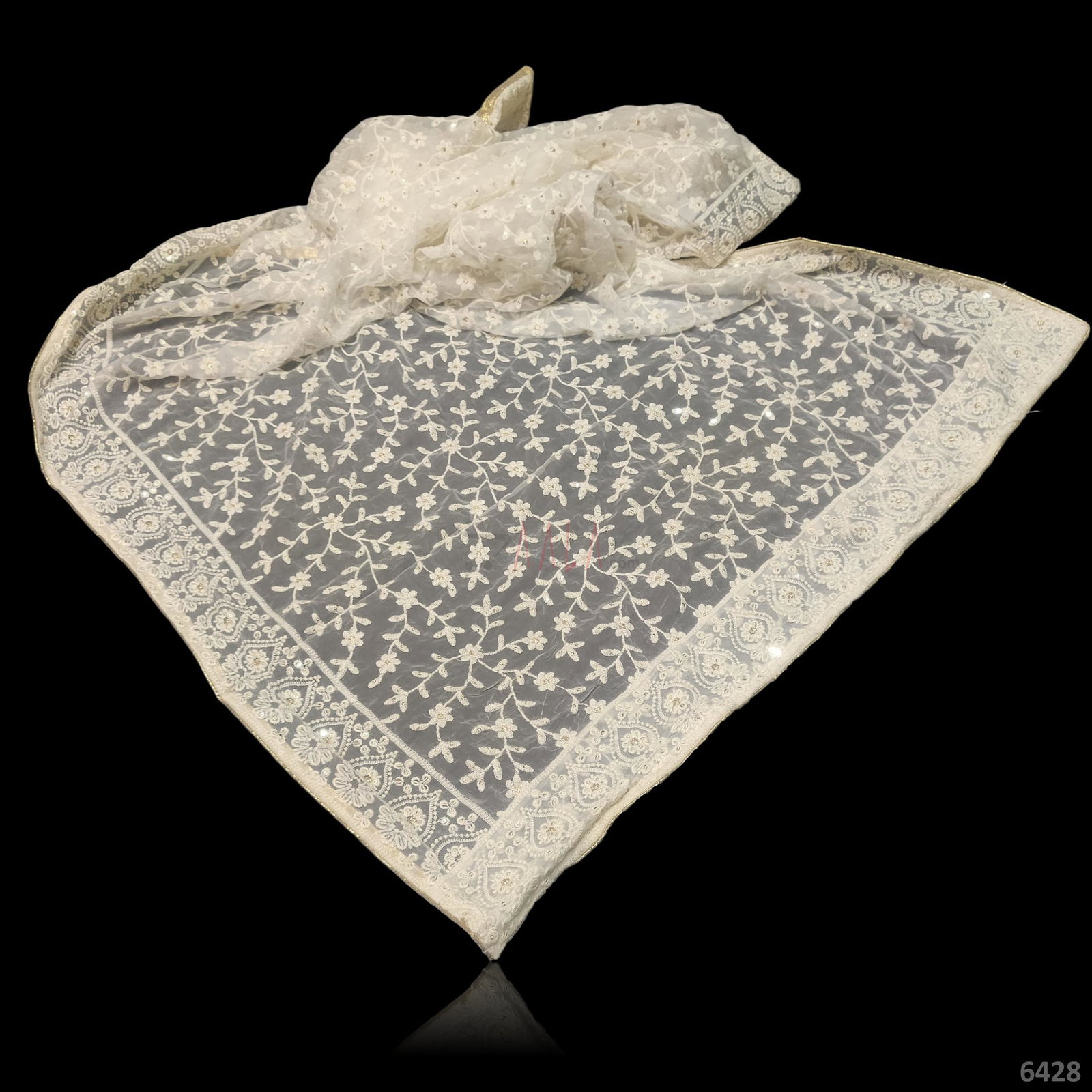 Embroidered Georgette Viscose Dupatta-40-Inches DYEABLE 2.50-Metres 