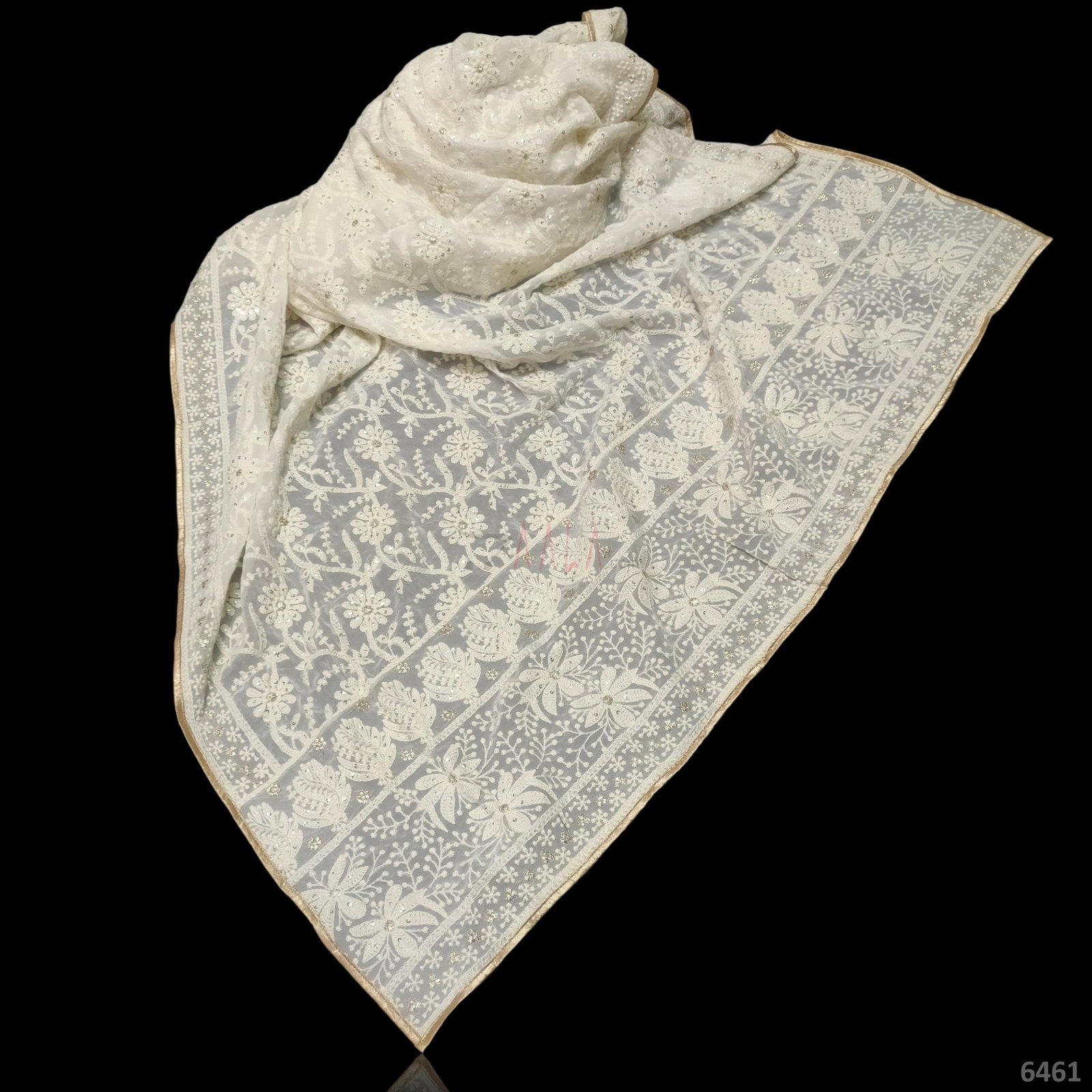 Lucknowi Georgette Viscose Dupatta-40-Inches DYEABLE 2.50-Metres 
